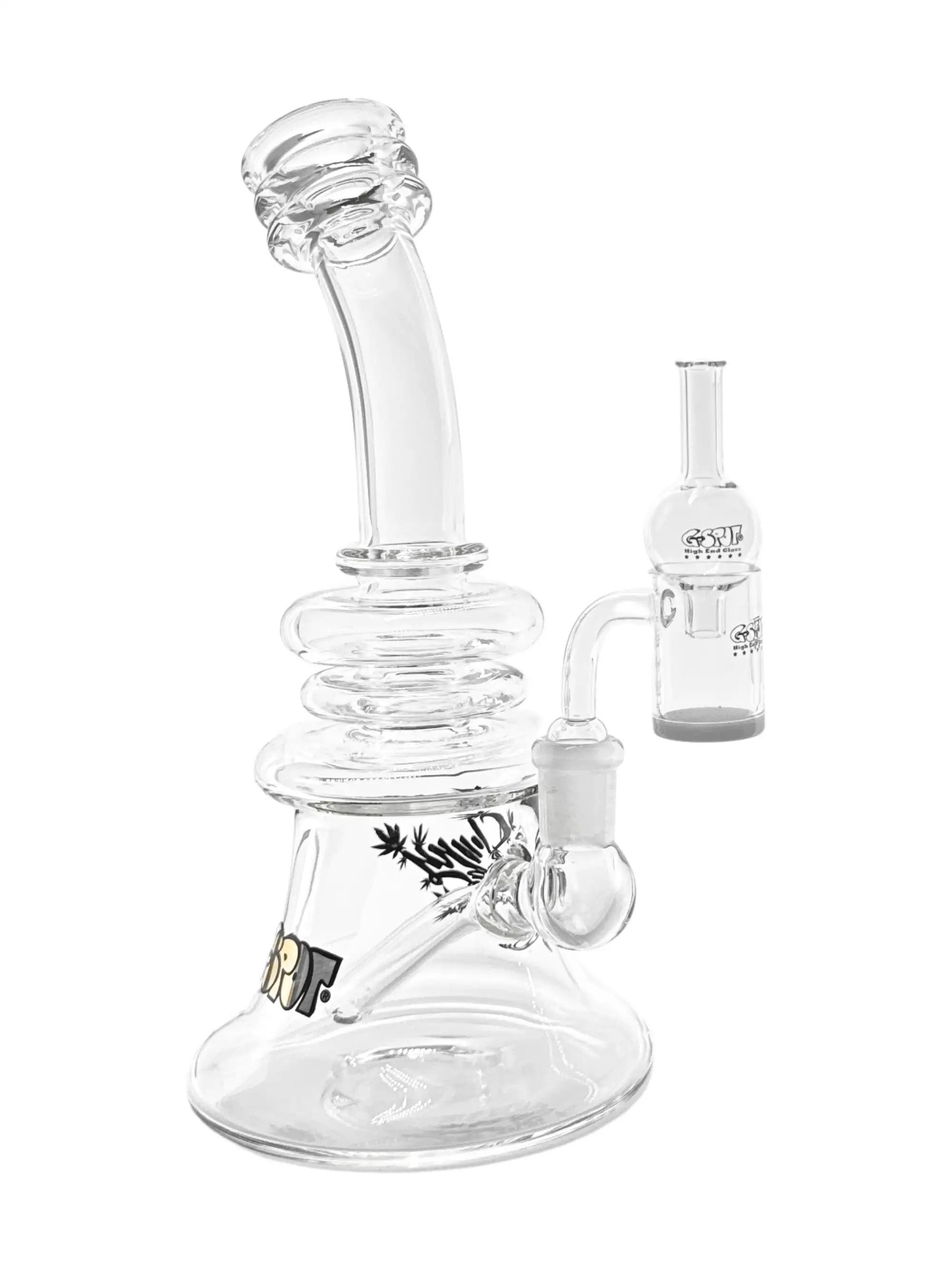G-SPOT® Johnny Dabb Dabbing Rig mit großem Quartz-Banger, 25 mm Rohrdurchmesser, stabile Basis für sanftes Dab-Erlebnis, Borosilikatglas 3 mm.