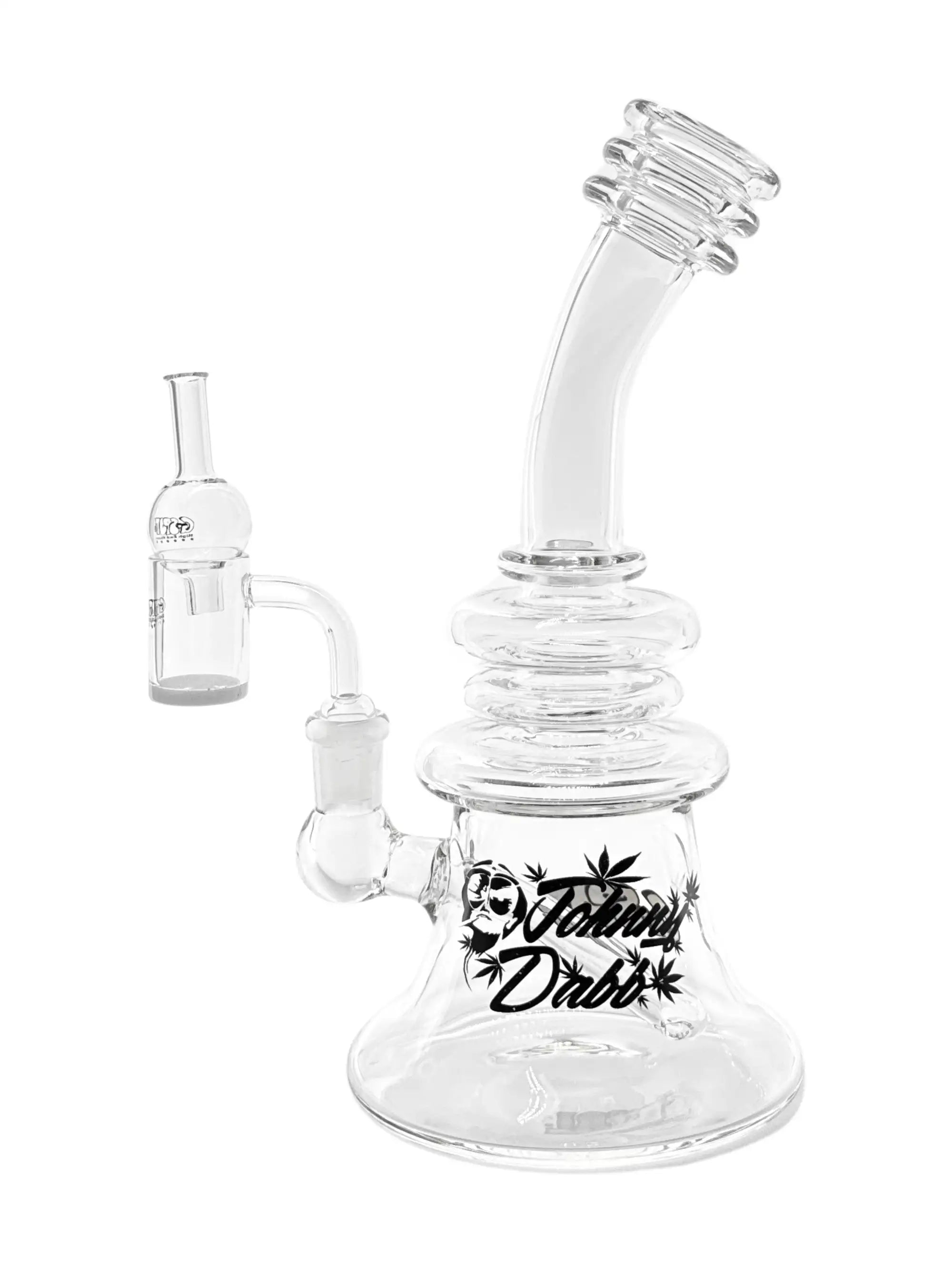 Detailaufnahme des G-SPOT® Johnny Dabb Dabbing Rig Mundstücks mit ergonomischer Wölbung für verbesserten Luftstrom, 3 mm Wandstärke, NS14.5 female Schliff.