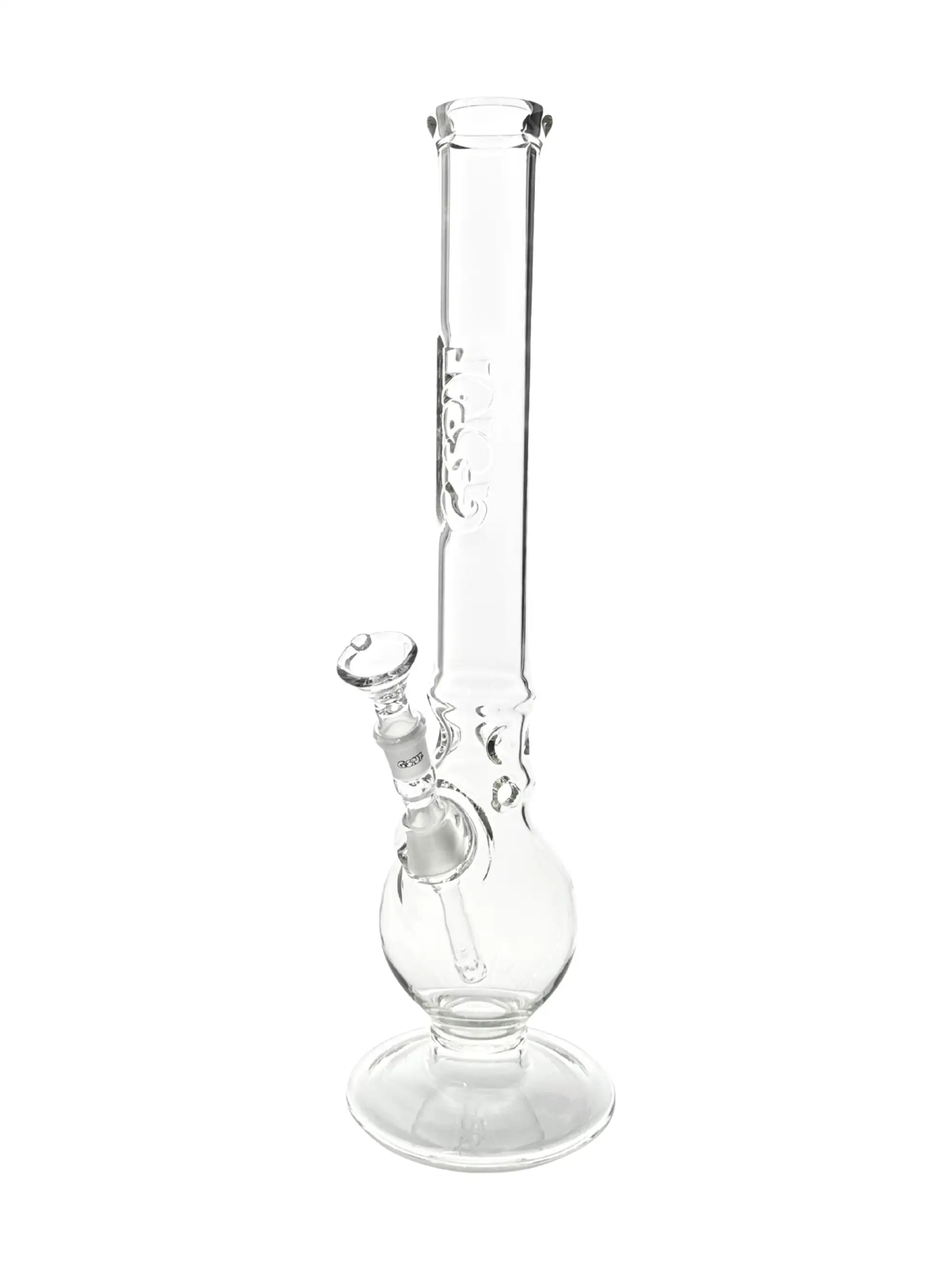 500 mm G-SPOT Ringball Bong Flame Polished aus 5 mm Borosilikatglas mit NS 18.8 Panzerschliff, Eiskerben, Diffusor und Kickloch.