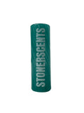 Blaue Glasfilter mit STONERSCENTS Aufdruck, robust und wiederverwendbar.