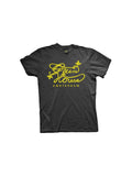 Schwarzes Unisex T-Shirt aus Baumwolle mit schlichtem Logo-Print und angenehmem Tragekomfort.