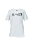 Weißes Unisex T-Shirt aus Baumwolle mit Strain Hunters Logo und angenehmem Tragekomfort.