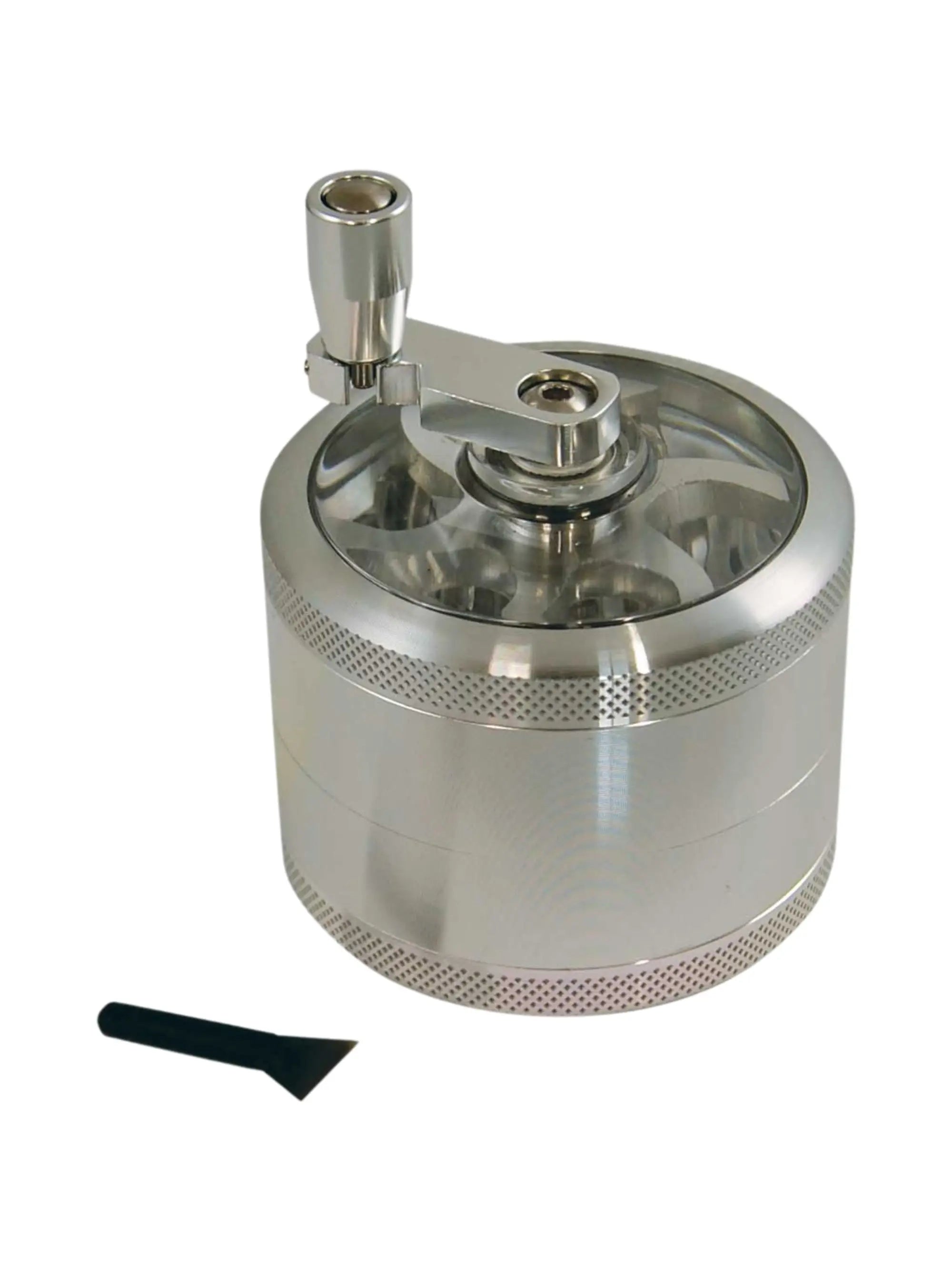 Hammercraft Winding Top Grinder ilber aus Aluminium mit Kurbelaufsatz und Sichtfenster
