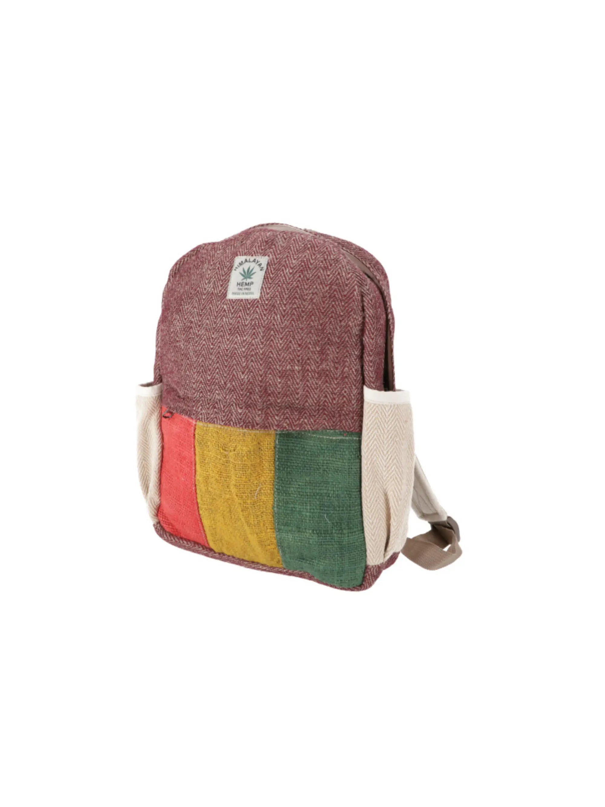 Hanf Rucksack Rasta aus Hanf-Baumwoll-Mix, handgefertigt in Nepal mit mehreren Fächern und robustem, nachhaltigem Material.