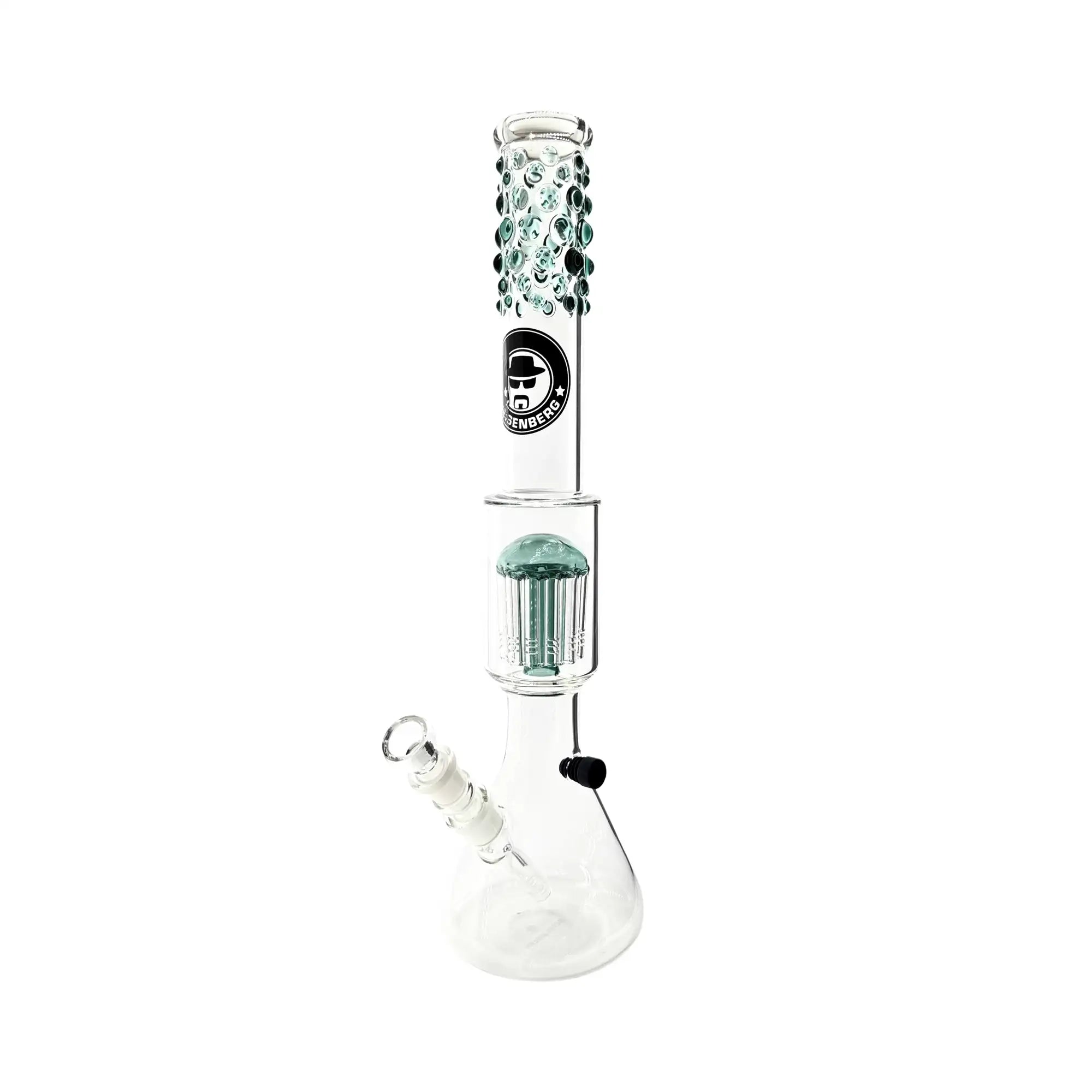 Heisenberg Beaker Bubble mit 12-Arm Tree Perc und grünen Glasdetails