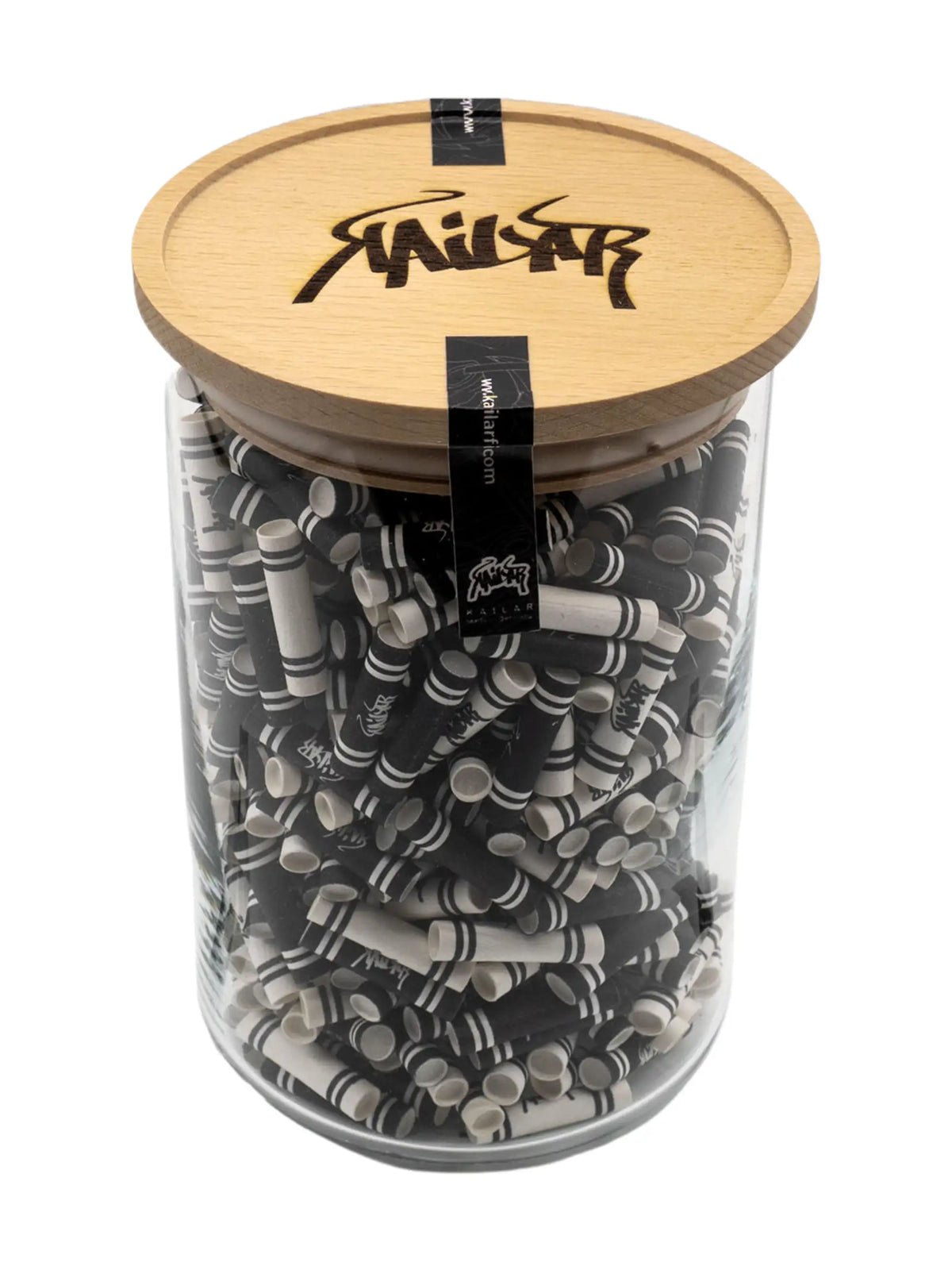 500 Aktivkohlefilter von Kailar im schwarz-weißen Mix mit stabilem Vorratsglas