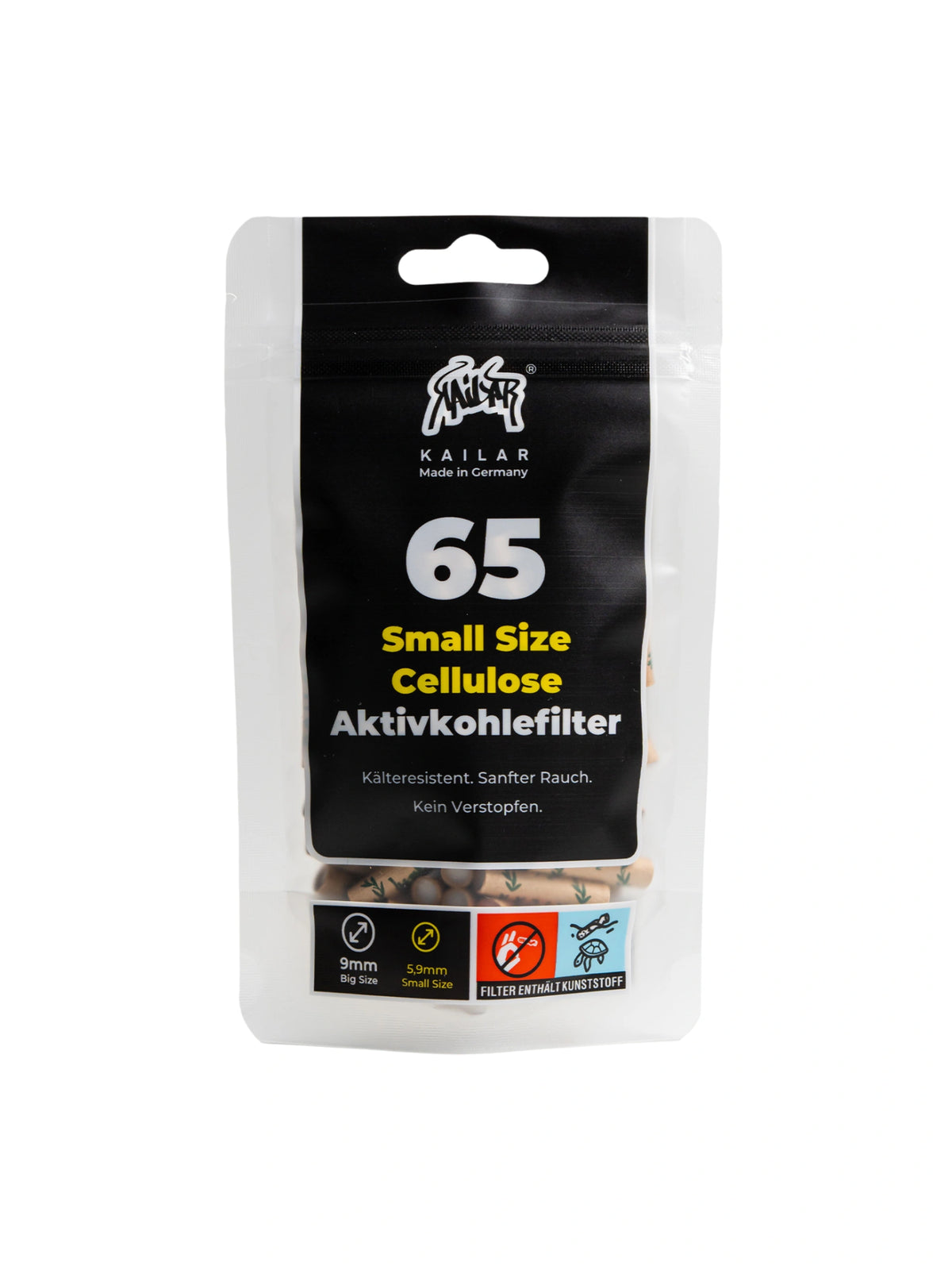 Kailar 65 ungbleichte Aktivkohlefilter mit Cellulose