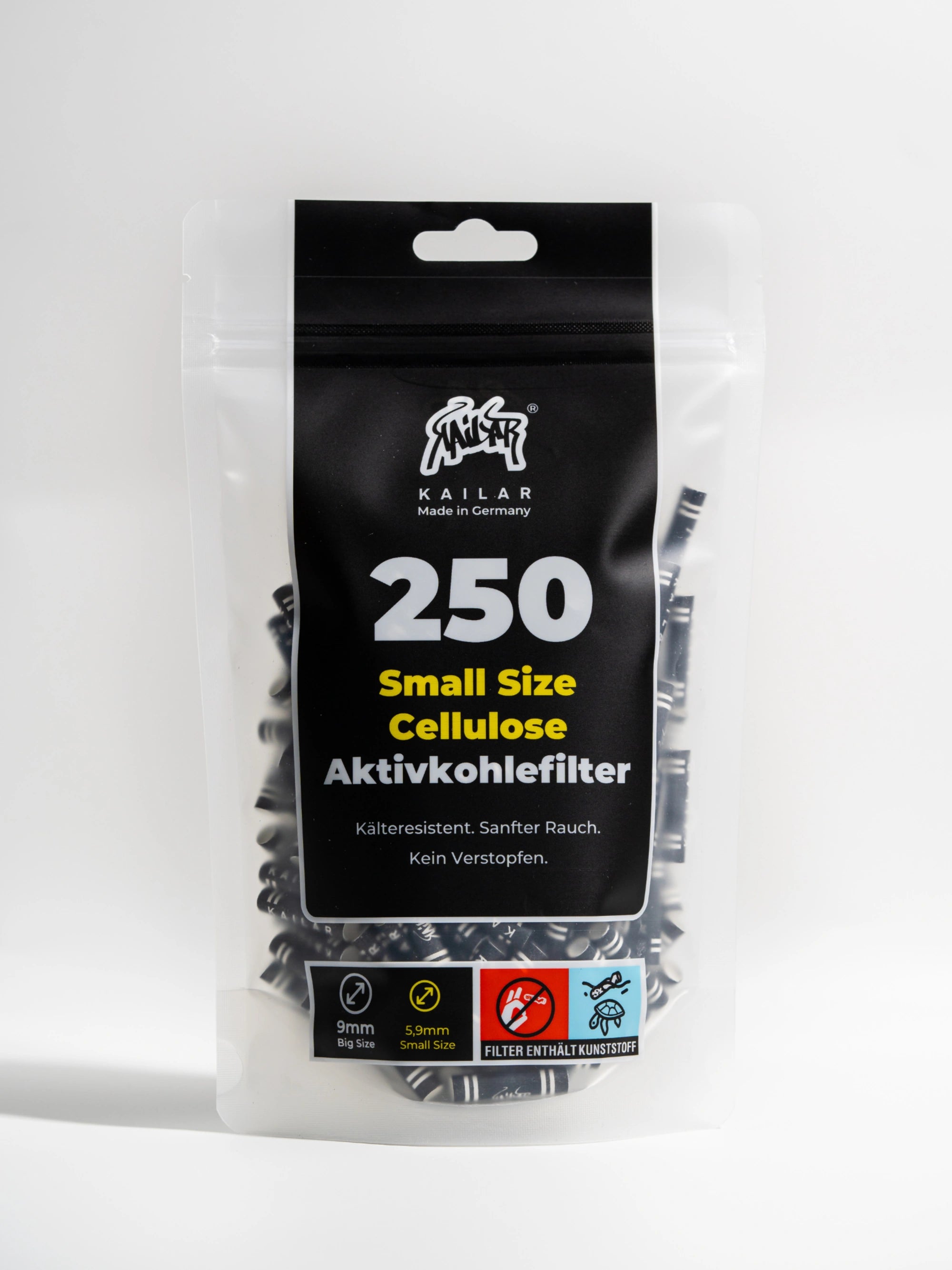 Kailar Cellulose Aktivkohlefilter Small Size Ø 5,9 mm Schwarz | 250 Stück