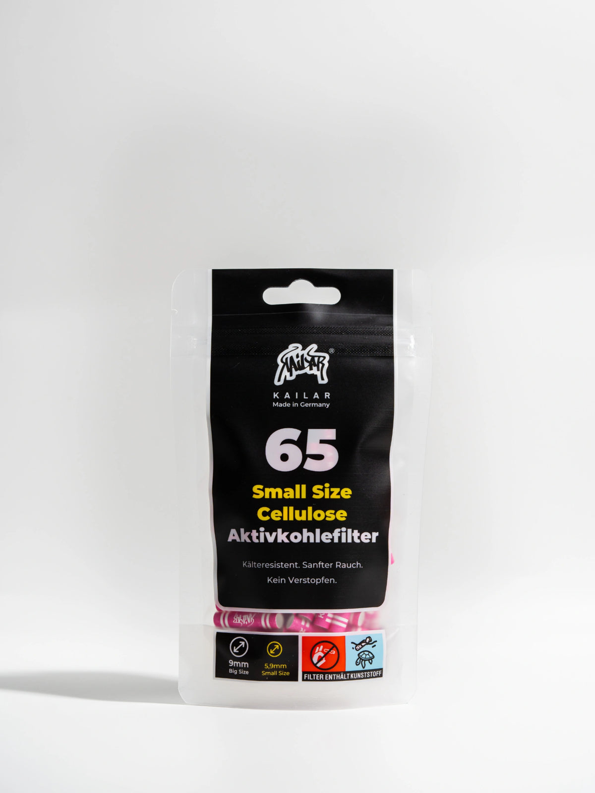 Kailar Cellulose Aktivkohlefilter mit 5,9 mm Durchmesser und 65 Stück in Pink