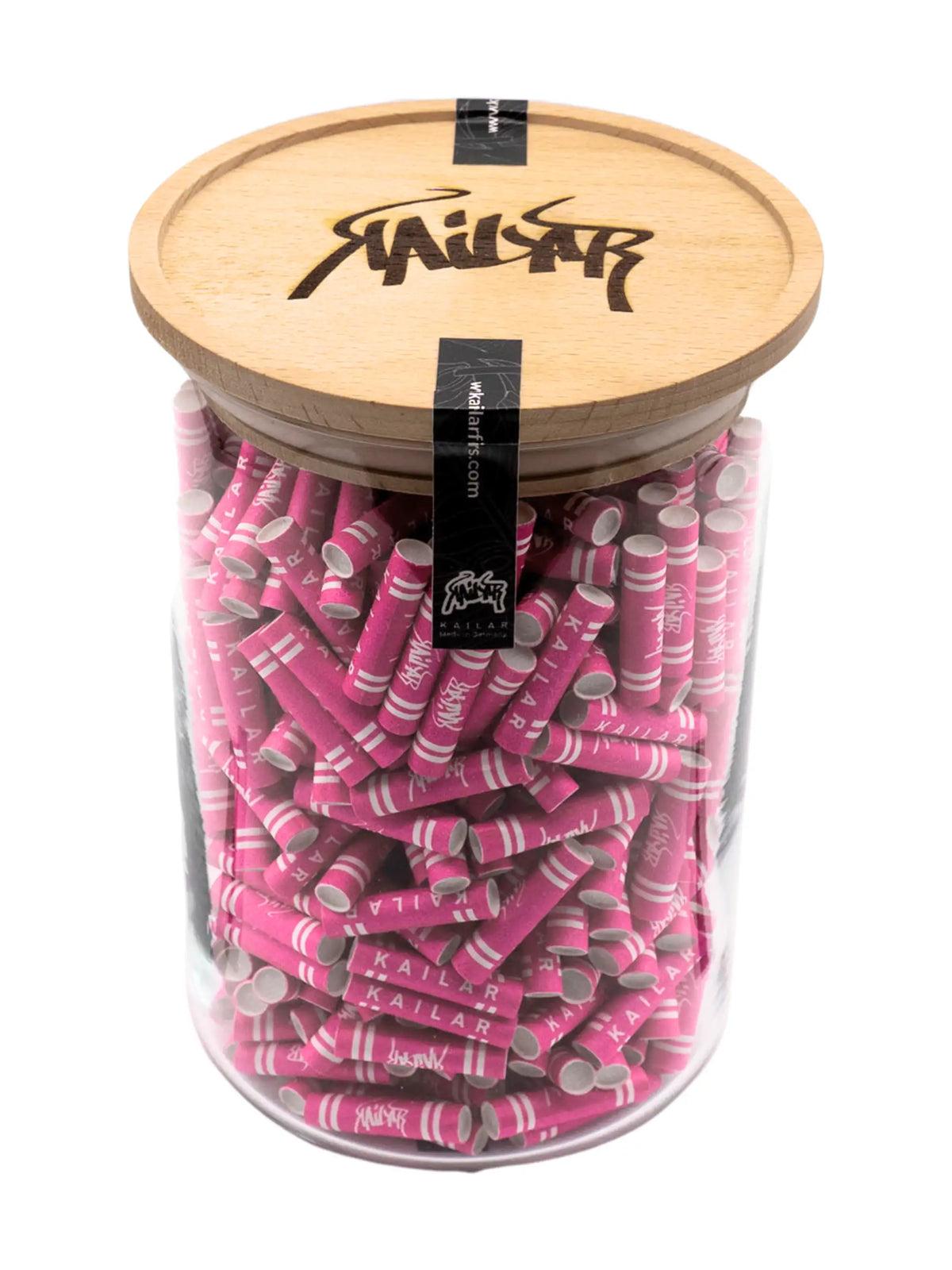 Kailar 500 pinke Aktivkohlefilter im stabilen Vorratsglas