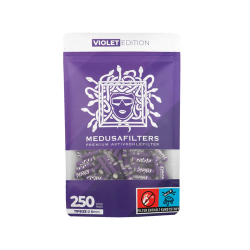 Medusafilters Violet Edition Ø 6 mm mit 250 Aktivkohlefiltern im Beutel im violettem Design