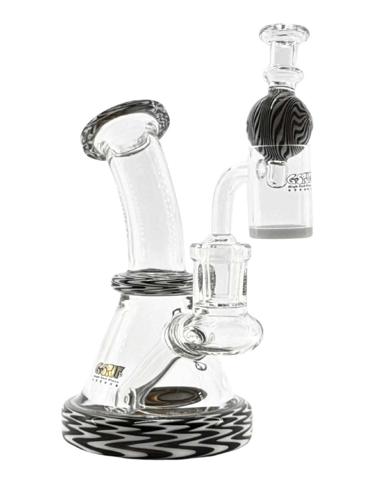 Johnny Dabb Mini Rig für Wax, Öl und Konzentrate mit schwarz-weißem Borosilikatglas