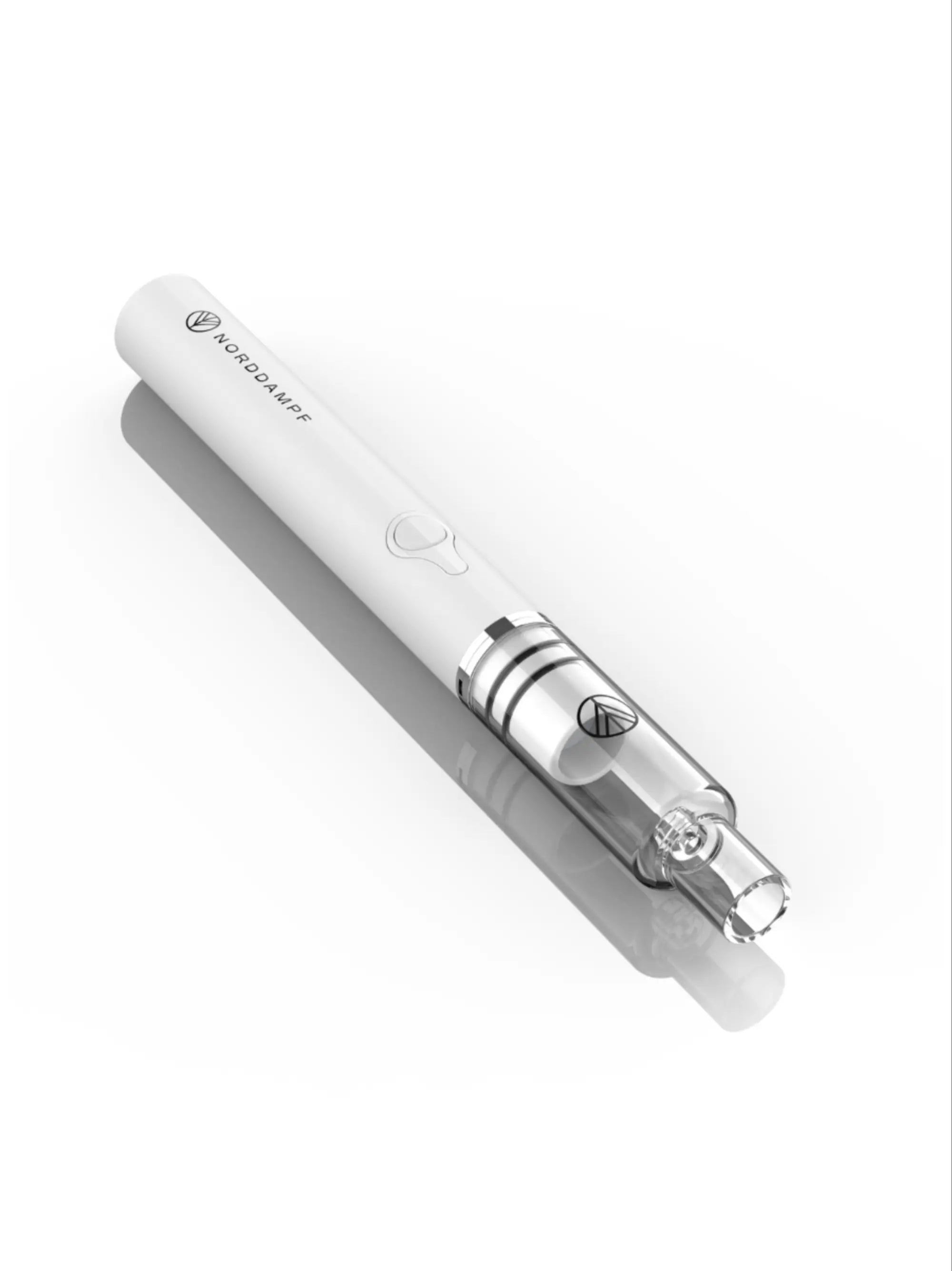 Nahaufnahme des Norddampf DAB PEN Mini in Pearl White mit hochwertigem Finish.