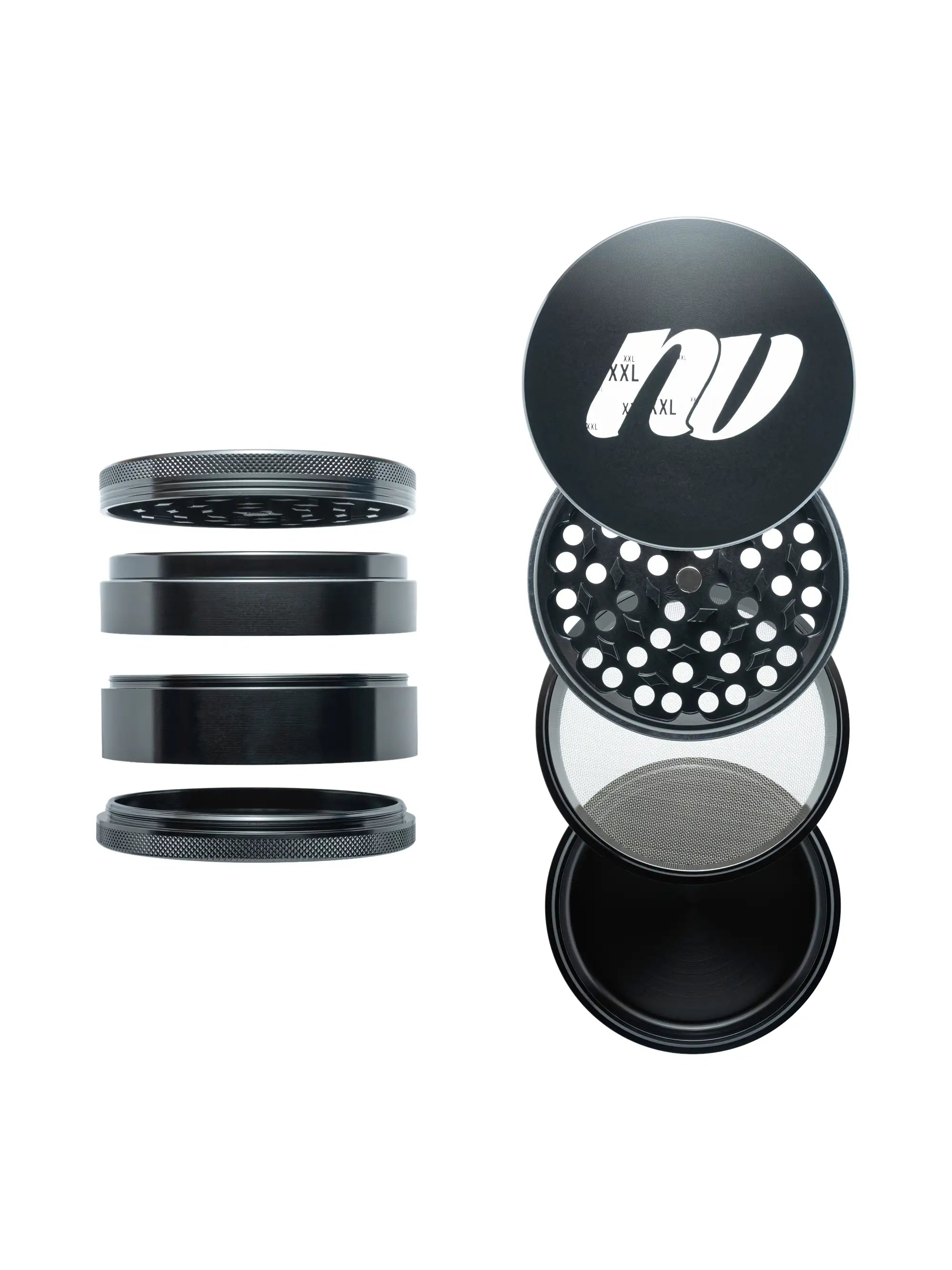 Nahaufnahme des NV XXL Grinders, starke Magnete und ergonomischer Drehmechanismus