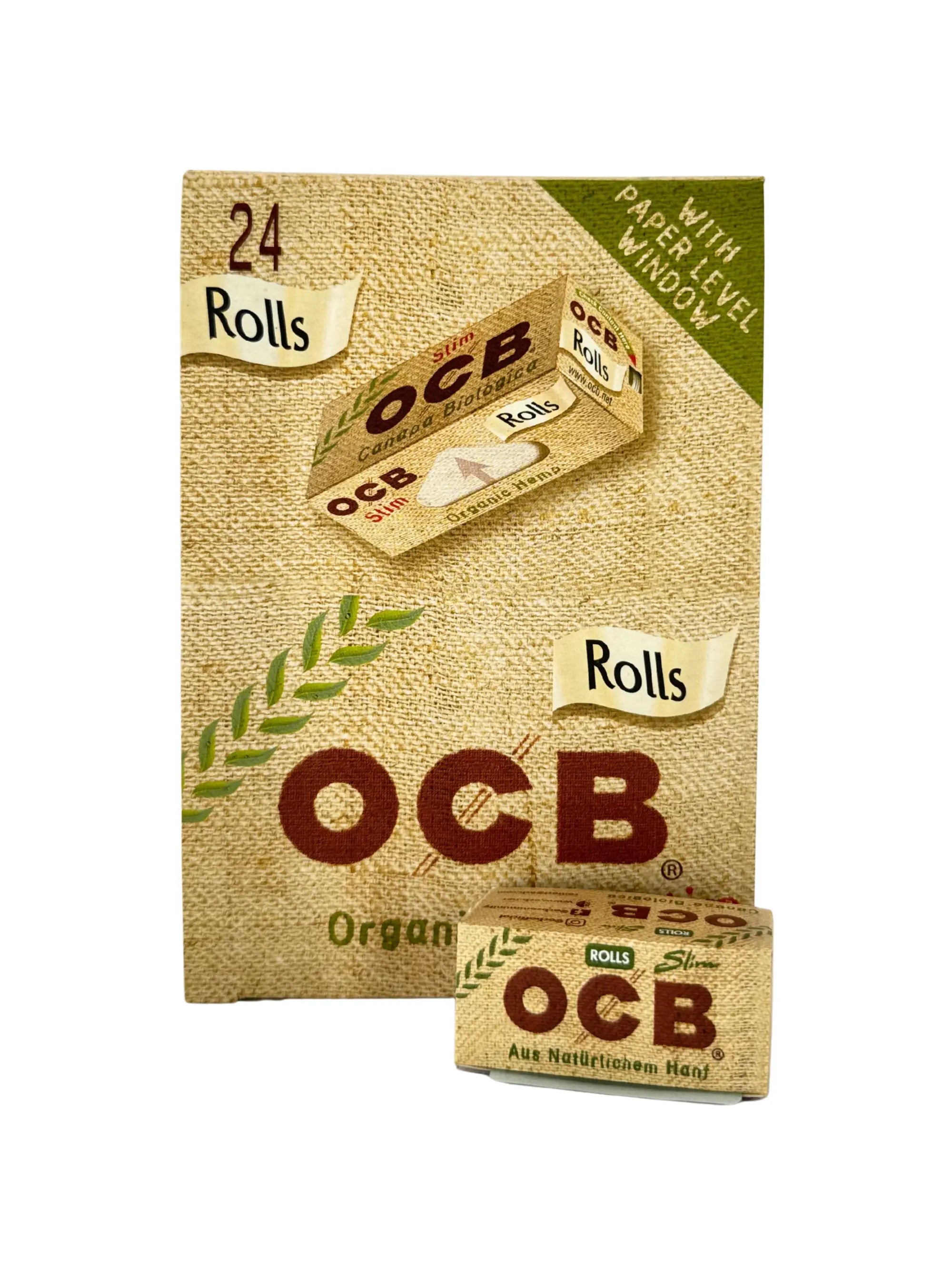 Ungebleichtes Hanfpapier der OCB Organic Hemp Slim Rolls mit Akazien-Gummierung