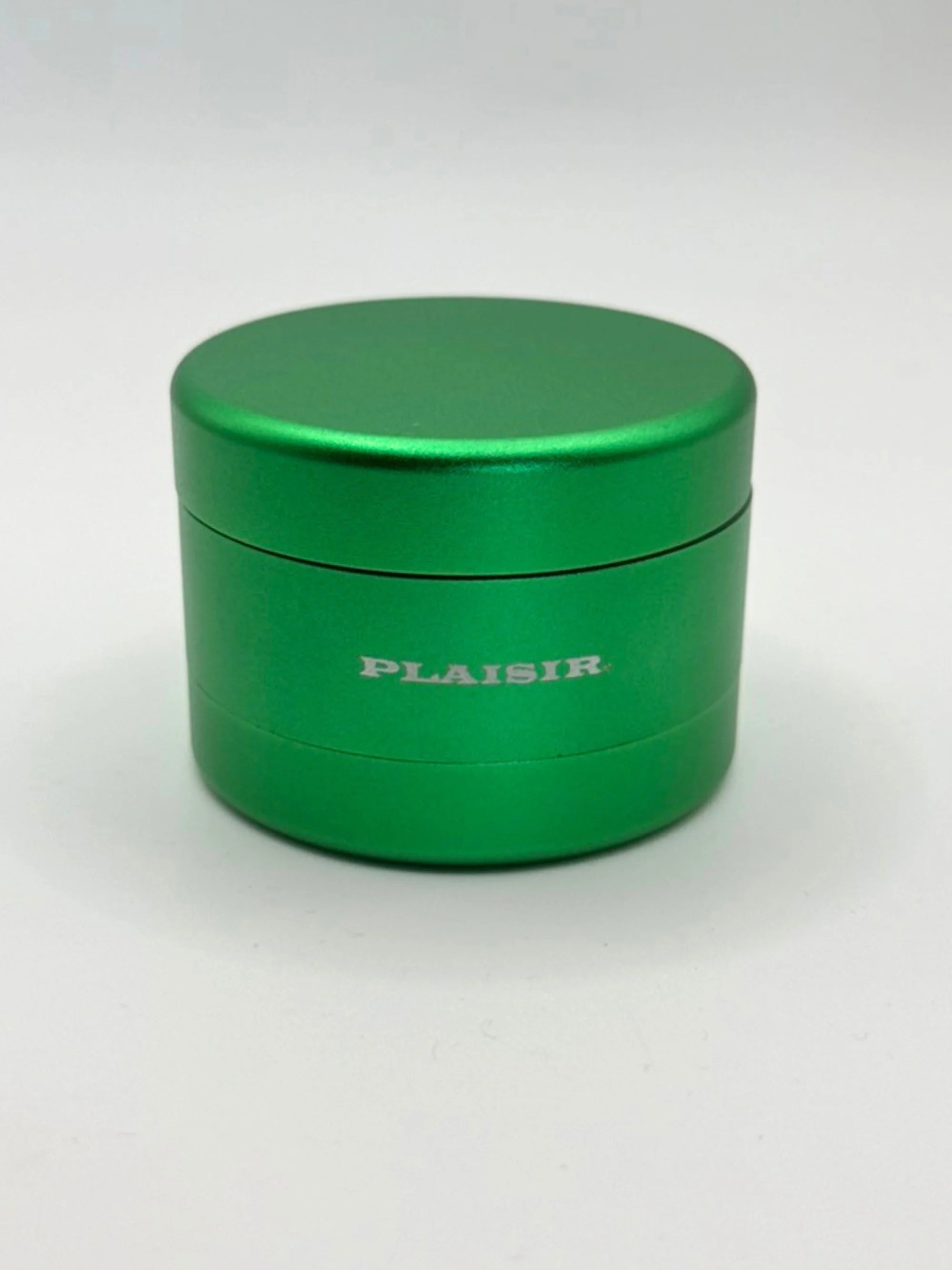 Plaisir Aluminium Grinder 63 mm in Grün mit innovativer zahnloser Mahlstruktur