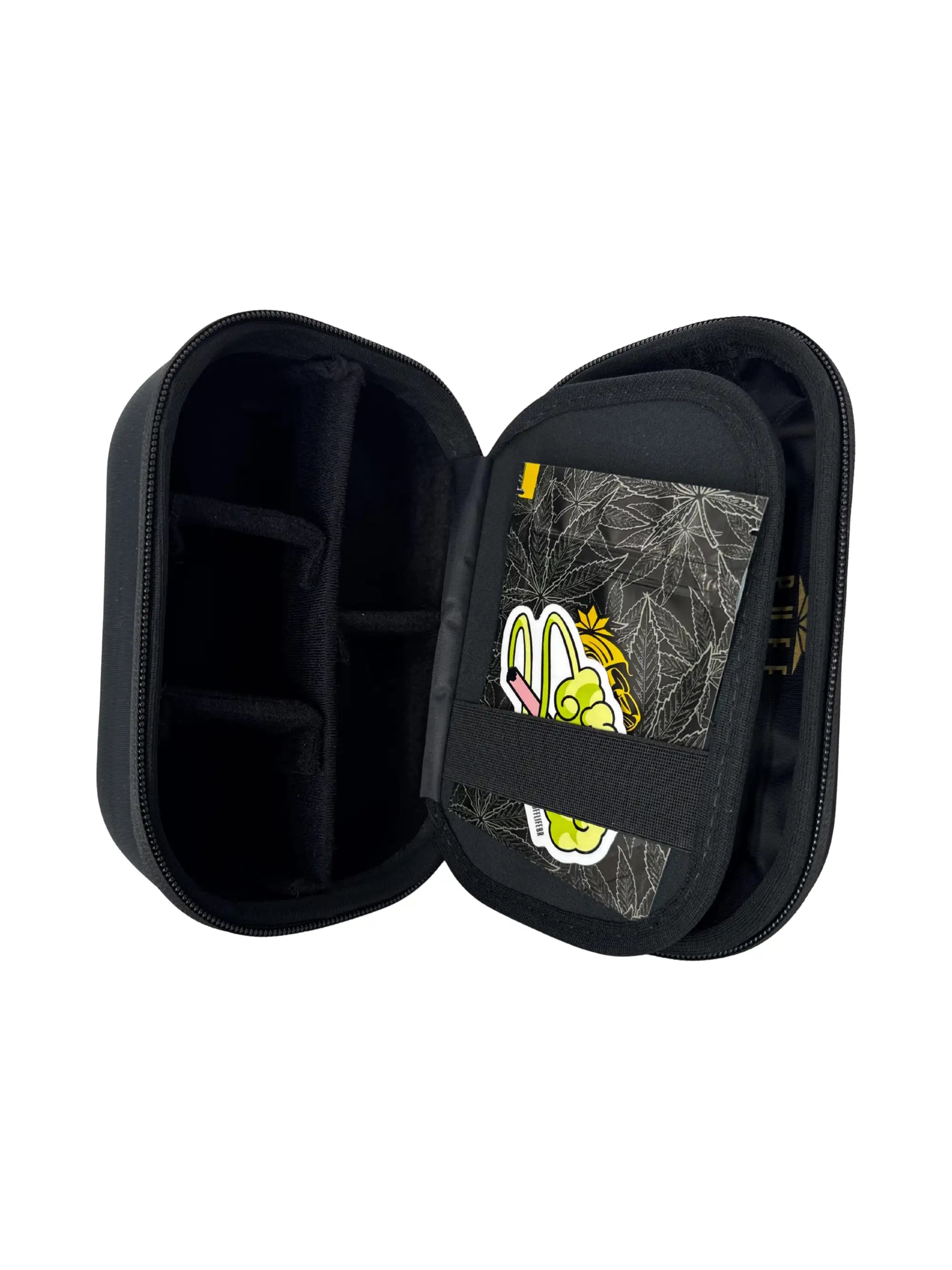 Innenansicht der Aufteilung des PUFF Case Pro in Schwarz