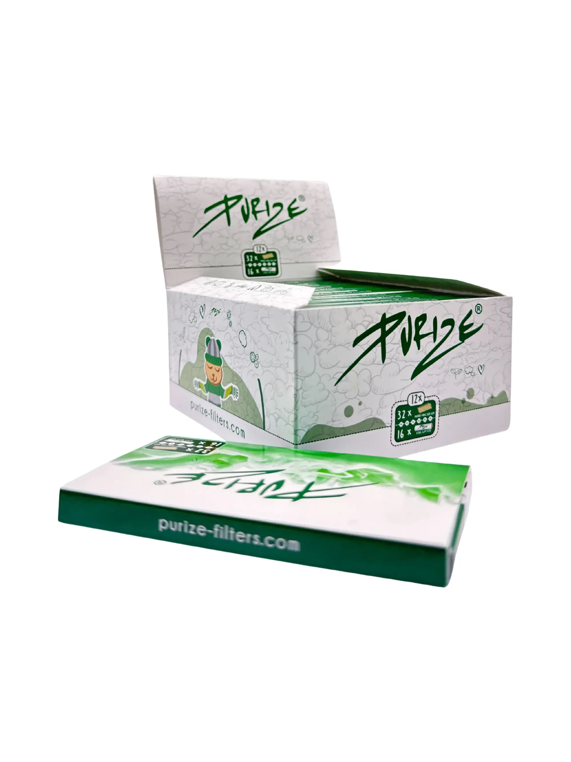 PURIZE Papes'n'Tips Display mit braunen Papers und Aktivkohlefiltern