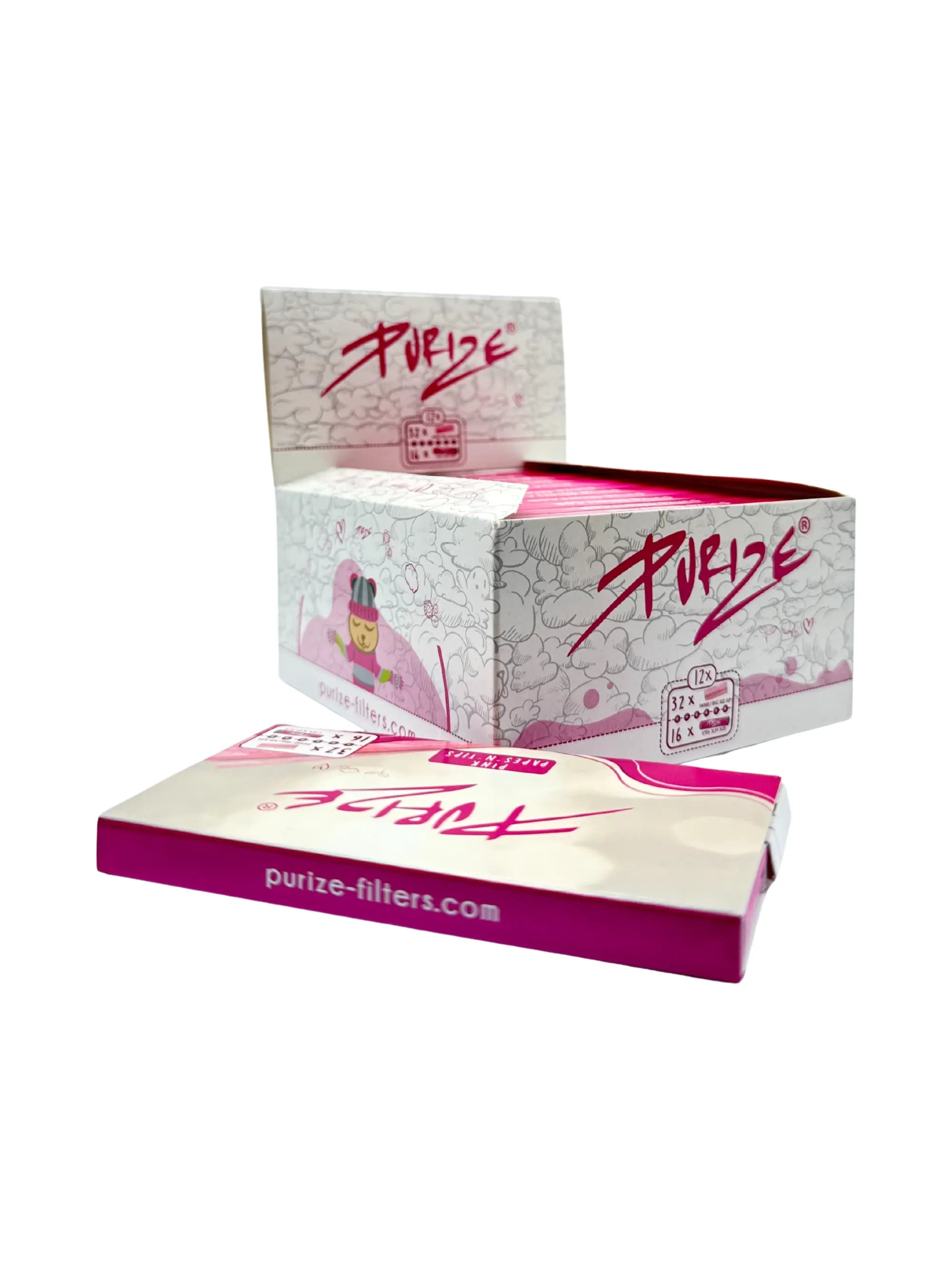 PURIZE Papes'n'Tips Pink mit King Size Slim Papers und pinken Aktivkohlefiltern