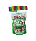 PURIZE XTRA Slim Aktivkohlefilter Rainbow im 250er Beutel, Ø 6 mm Filter mit Kokosnuss-Aktivkohle und Keramikkappen für milden, kühlen Rauch.