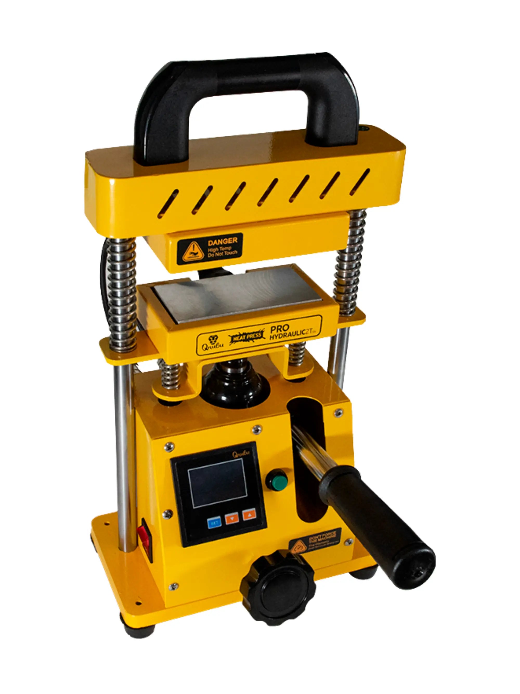 Qnubu Press Pro Hydraulic 2 Ton – Nahaufnahme der 6 × 12 cm großen Heizplatten für gleichmäßiges Pressen