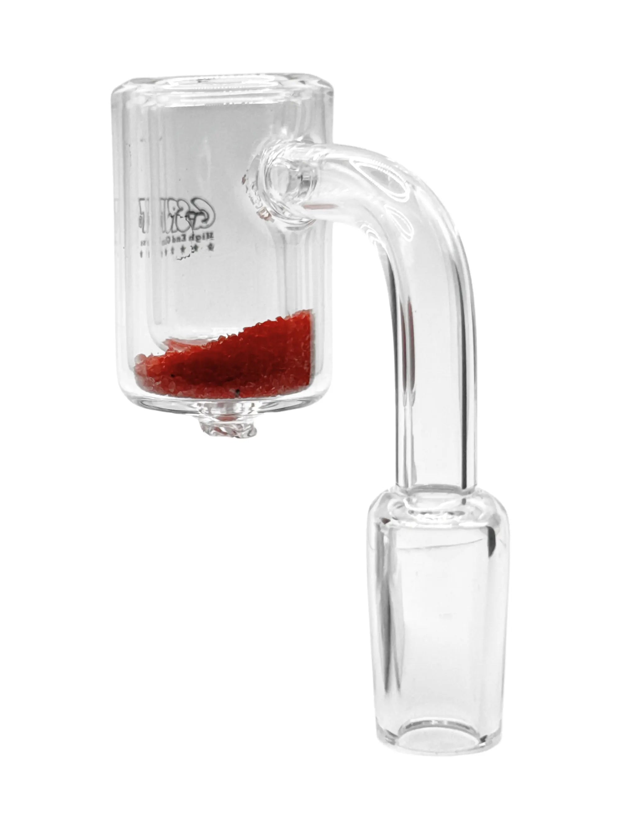 Doppelte Wand des Quarz Bangers zeigt Farbwechsel von Rot zu Schwarz beim Erhitzen