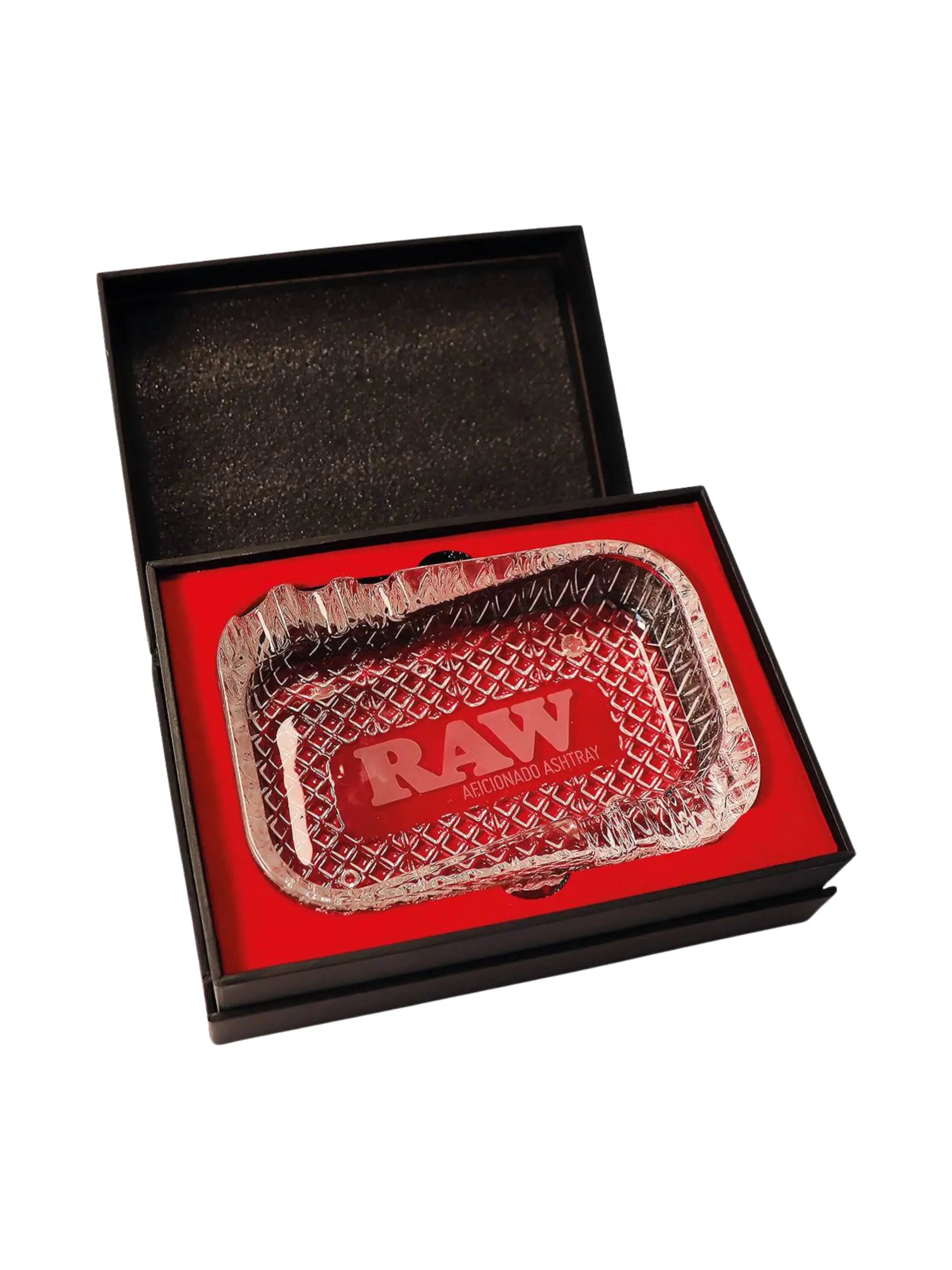 RAW Aficionado Glasaschenbecher aus massivem Glas mit RAW Branding