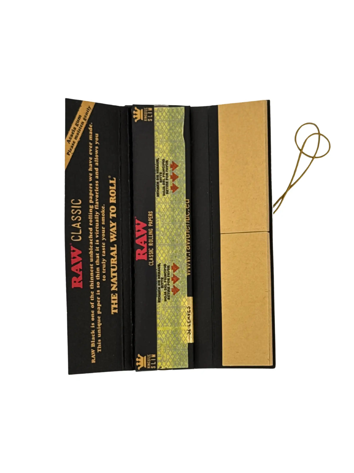 RAW Black Connoisseur Papers King Size Slim mit integrierten Tips und Gummiband