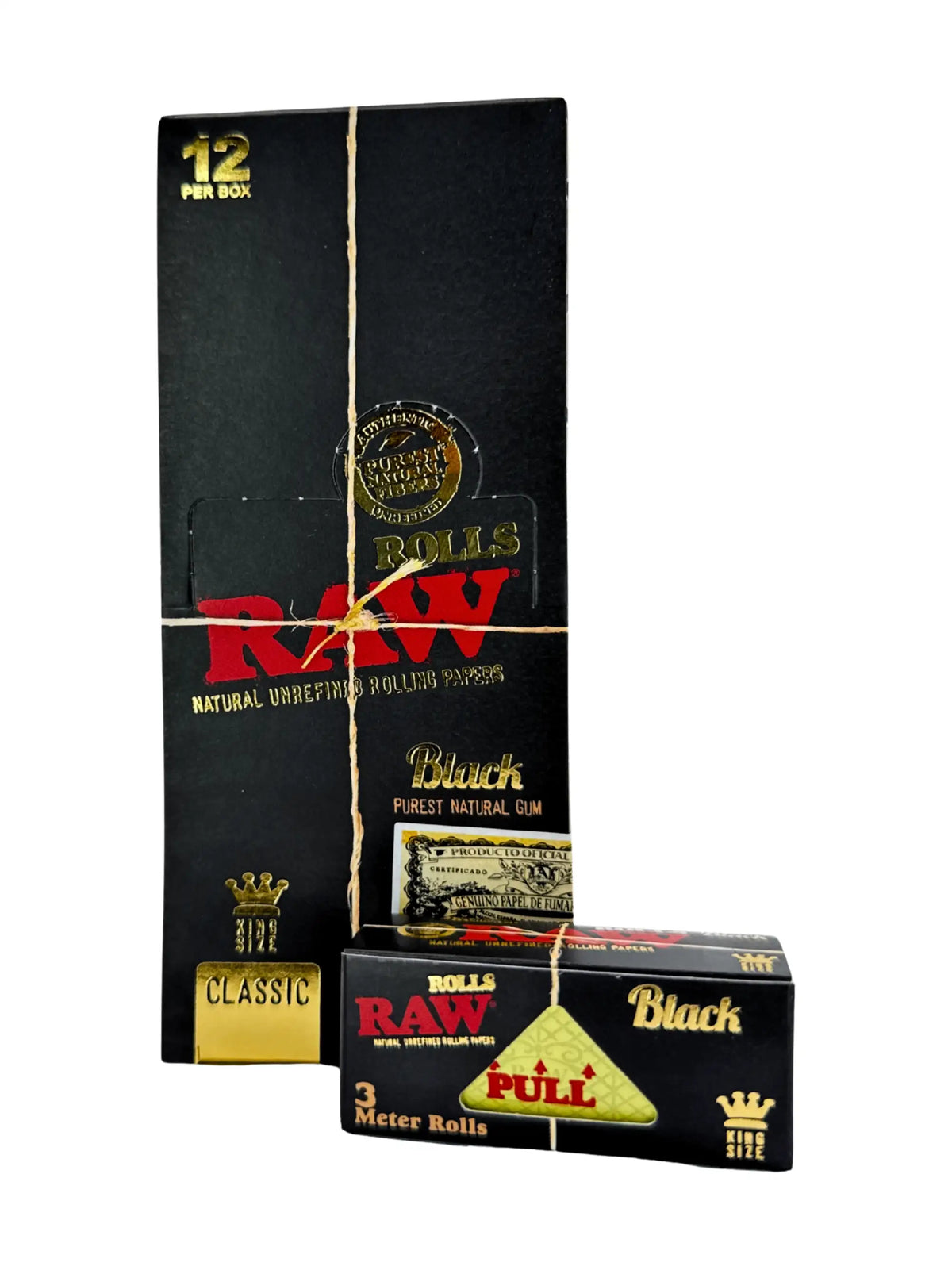 RAW Black Rolls Display mit 12 Rollen à 3 m