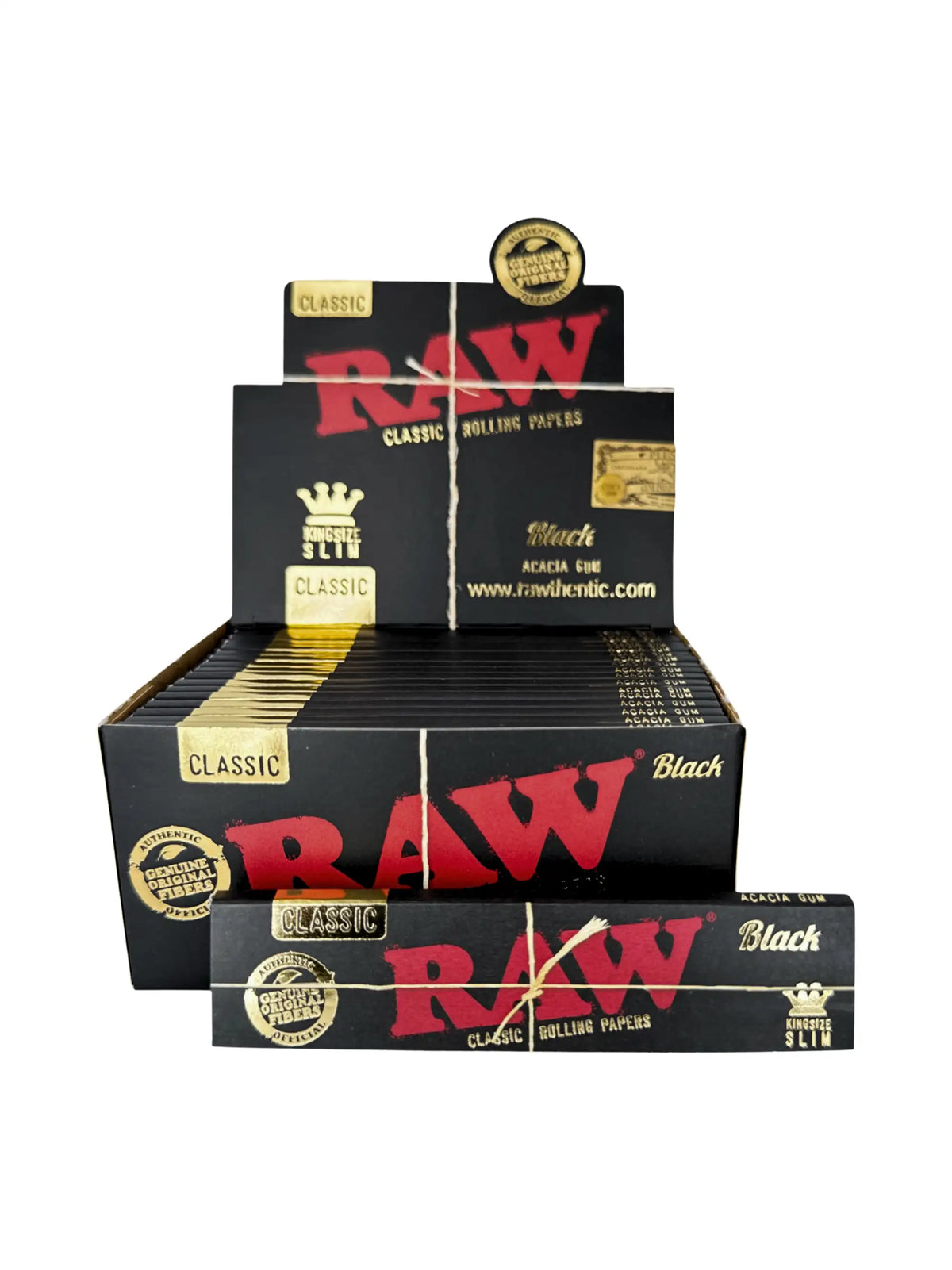RAW Black King Size Slim Papers Display mit sehr dünnen Papers
