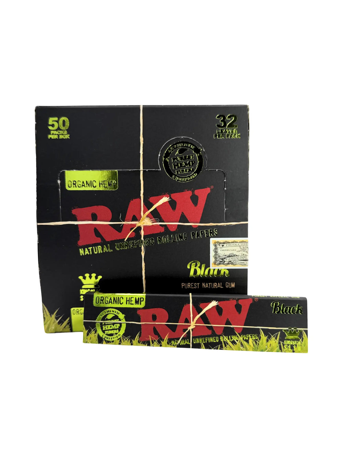 RAW Black Organic Hemp King Size Slim Papers im Display oder als Einzelpackung