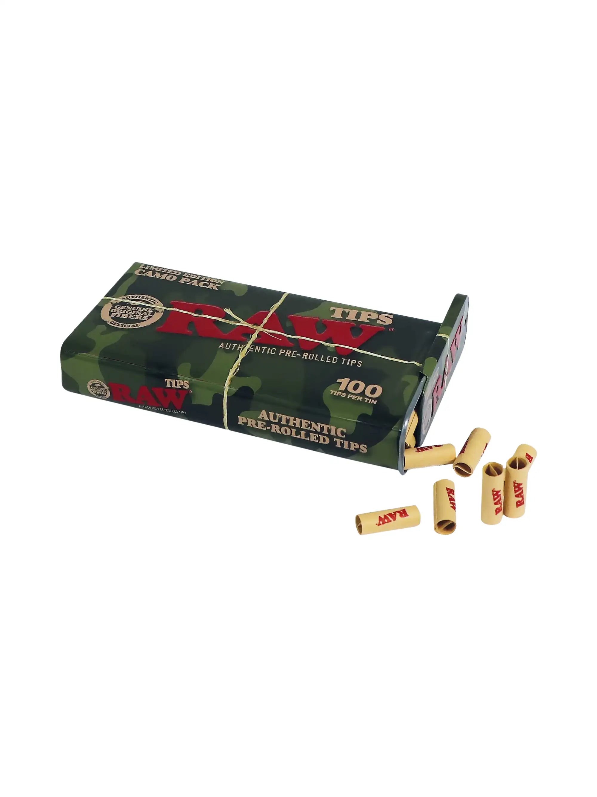 RAW Camo Pre-Rolled Tips in der Metalldose