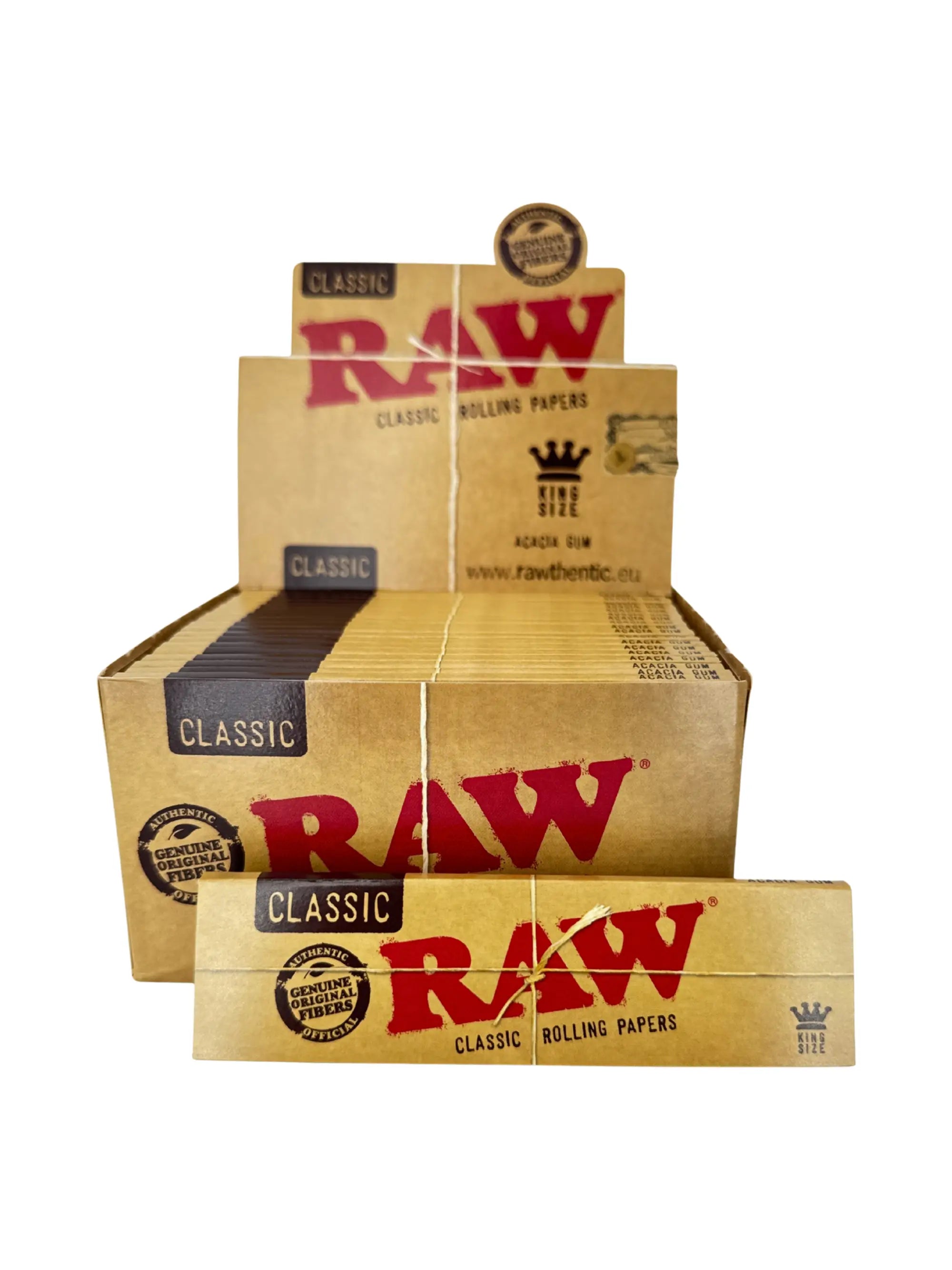RAW Classic Wide Papers Display mit 50 Booklets, jeweils 32 Blätter, ungebleicht