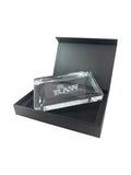 RAW Crystal Glass Rolling Tray aus massivem Kristallglas – viel Platz für Papers, Grinder & Zubehör