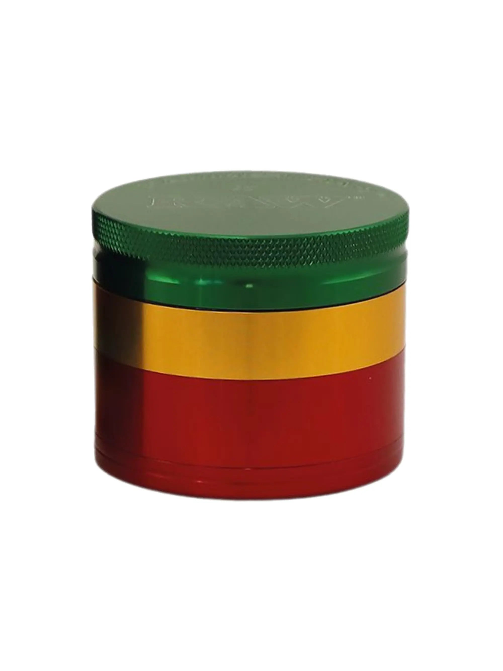 RAW x Hammer Craft Aluminium Grinder 55 mm in Rastafarben, 4-teilig mit Pollensieb und Magnetdecke