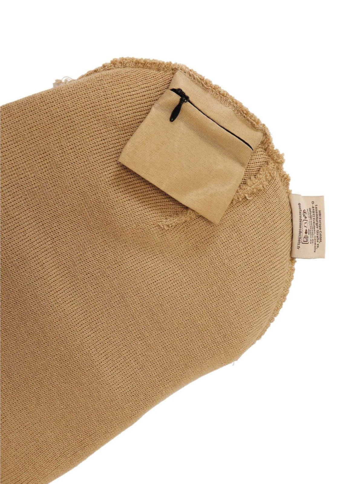 Beige RAW Beanie mit versteckter Innentasche und Reißverschluss