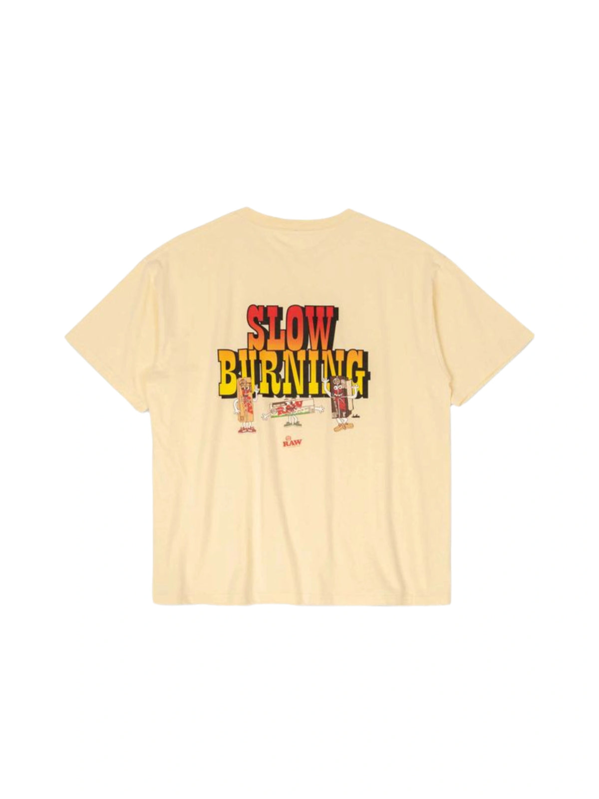 Gelbes RAW T-Shirt mit "Slow Burning"-Aufdruck aus der INTERBREED-Kollaboration