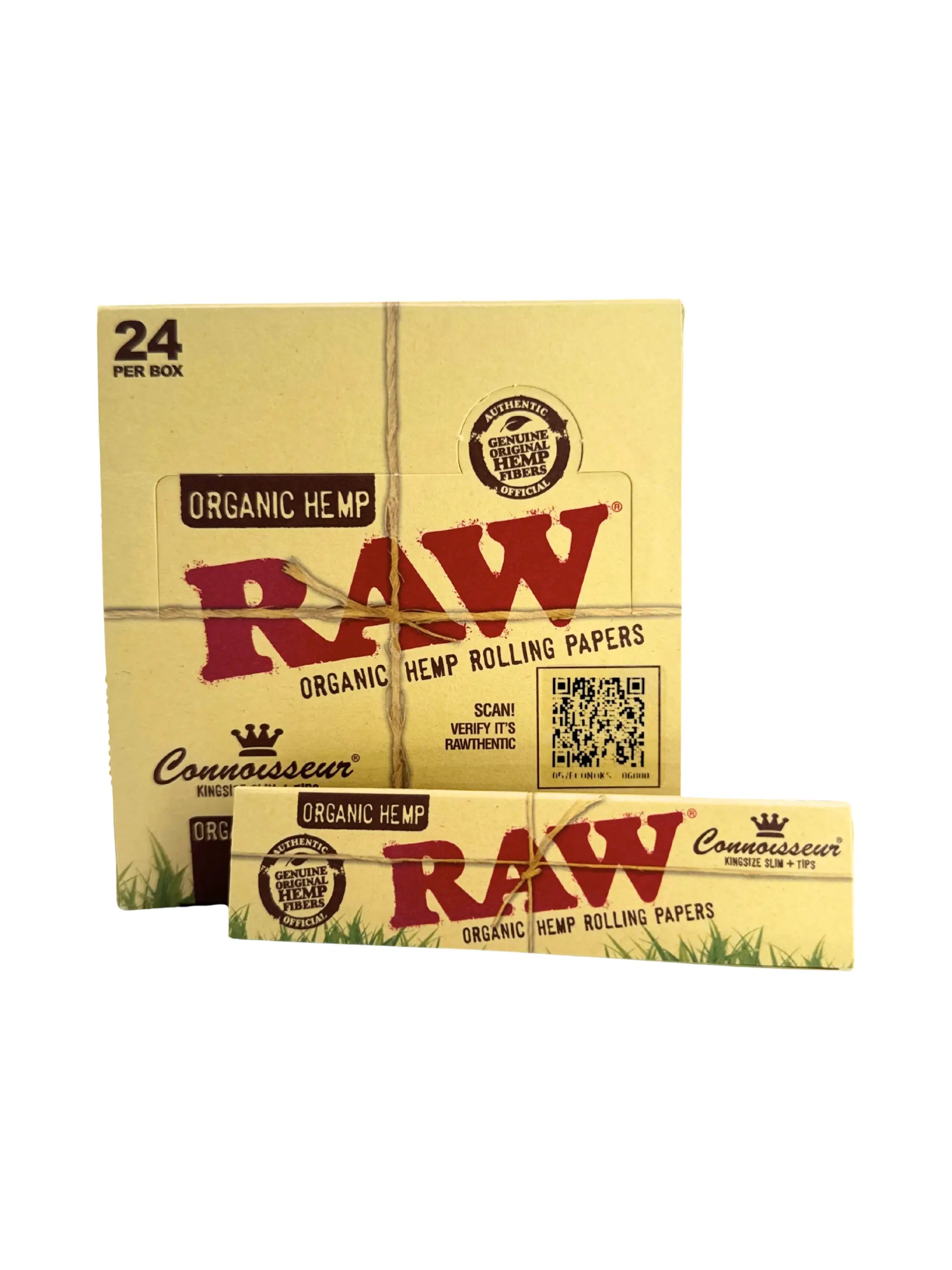 Display der RAW Organic Connoisseur Papers King Size Slim mit praktischem Gummiband