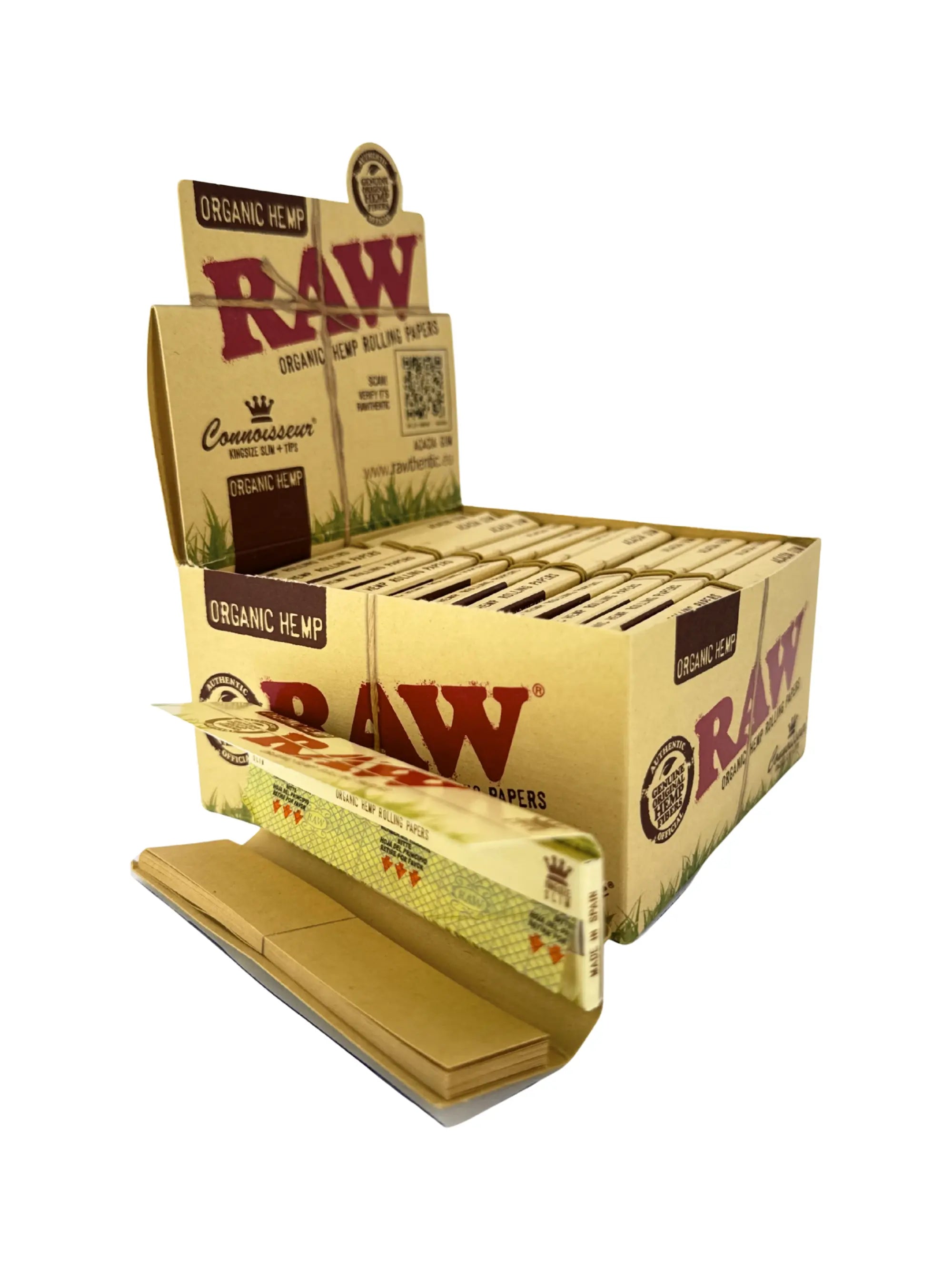 RAW Organic Connoisseur Papers King Size Slim mit enthaltenen Tips für unterwegs