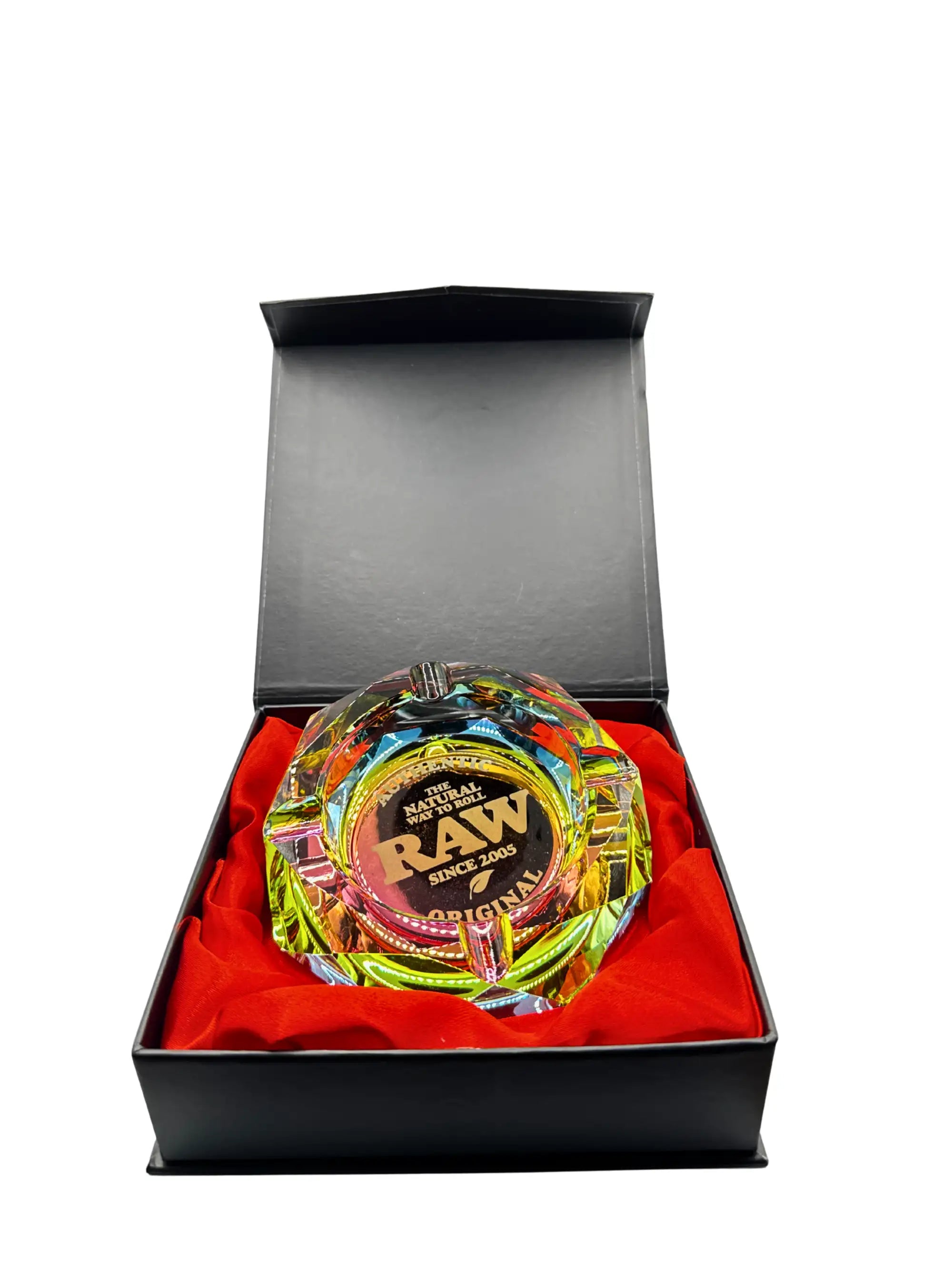 Achteckiger RAW Rainbow Aschenbecher mit vier praktischen Zigarettenablagen