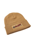 RAW Stash Wintermütze in Beige mit RAW-Logo