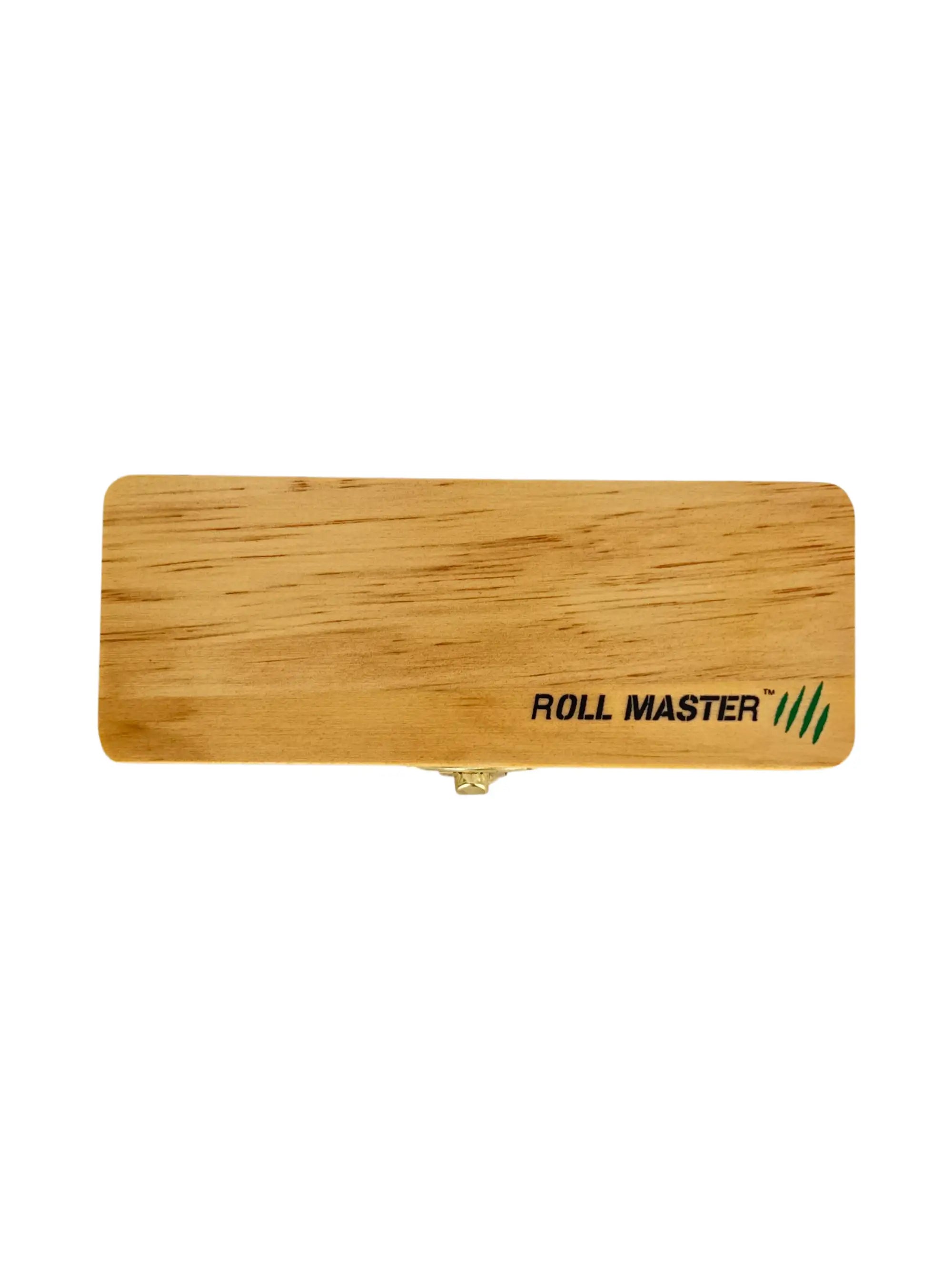 Rollmaster Aufbewahrungsbox aus Holz mit V-Block und Klemmhalter für Papers und Zubehör.