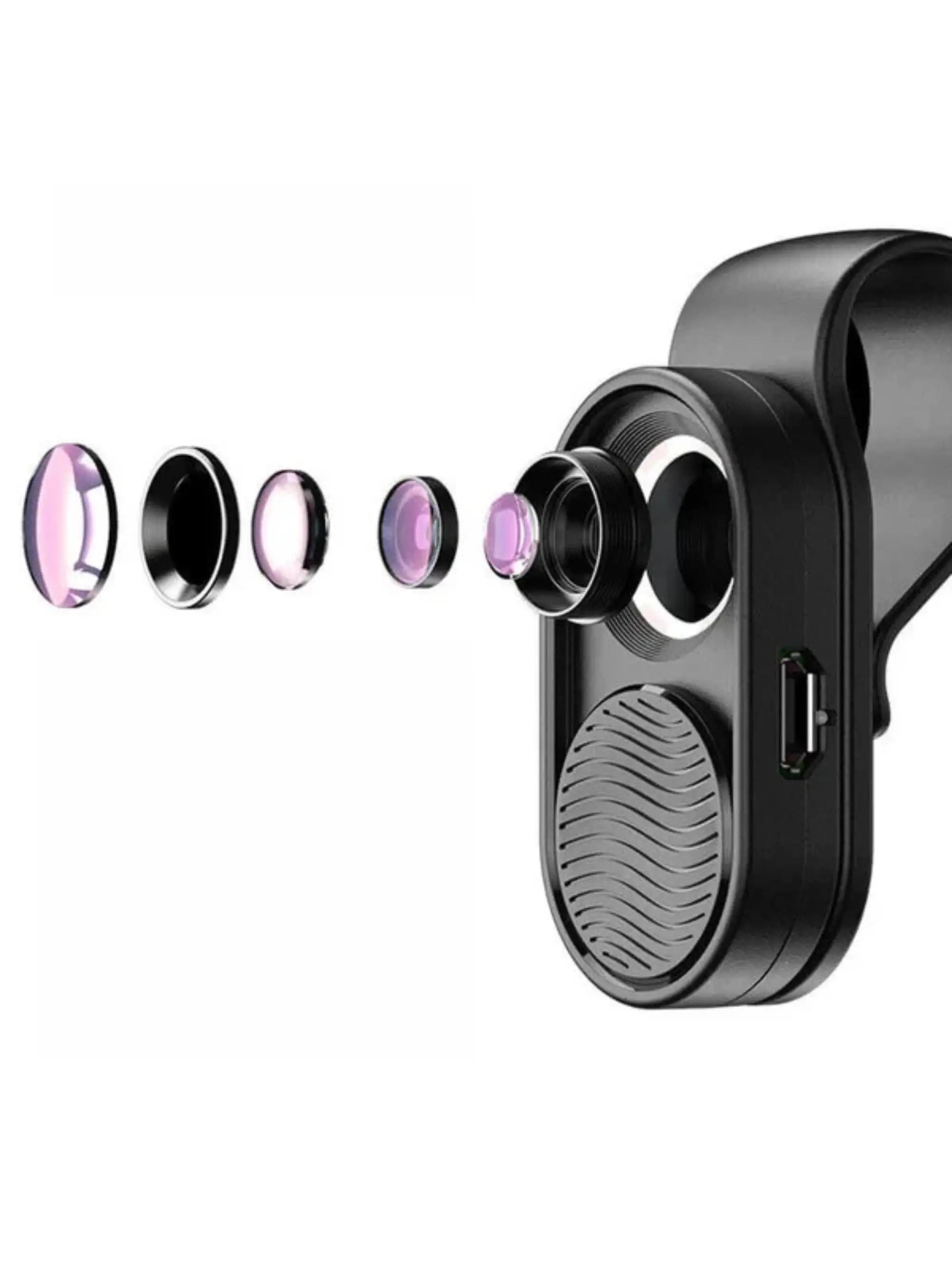 Makroaufnahme mit RQS Smartphone-Mikroskop zeigt klare Trichomstrukturen durch 100-fachen Zoom.