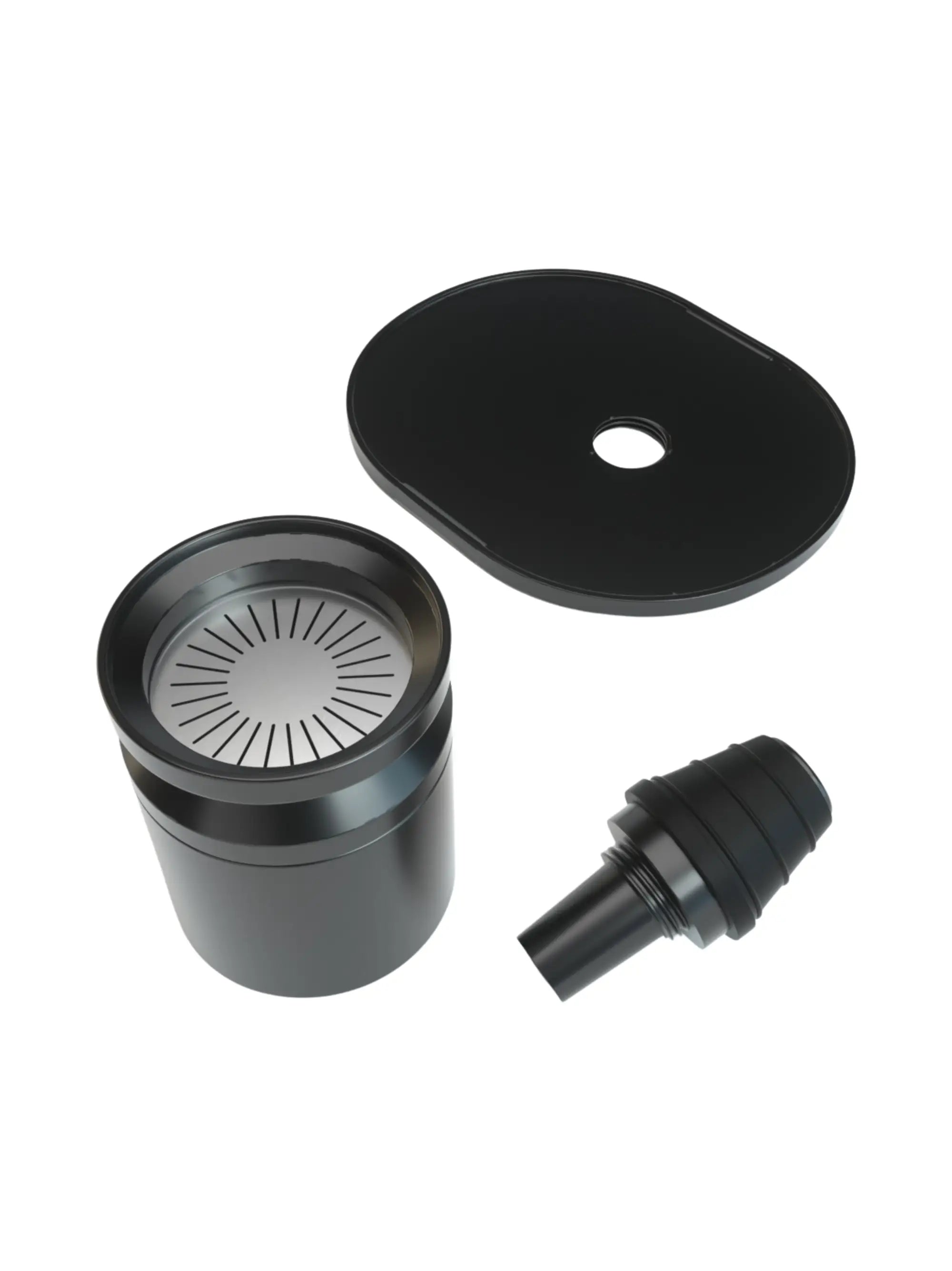 Zubehör der Stündenglass Gravity Hookah Black inklusive Gläsern, Schlauch, Mundstück, Bowls und Adapter.