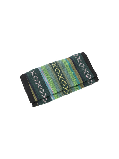 Tabaktasche aus Nepal in Grün aus Baumwolle mit Magnetverschluss und zusätzlichem Fach für Zubehör