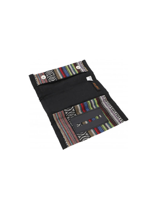 Bunte Tabaktasche aus traditionellem Webstoff mit Fächern für Tabak, Papers und Zubehör