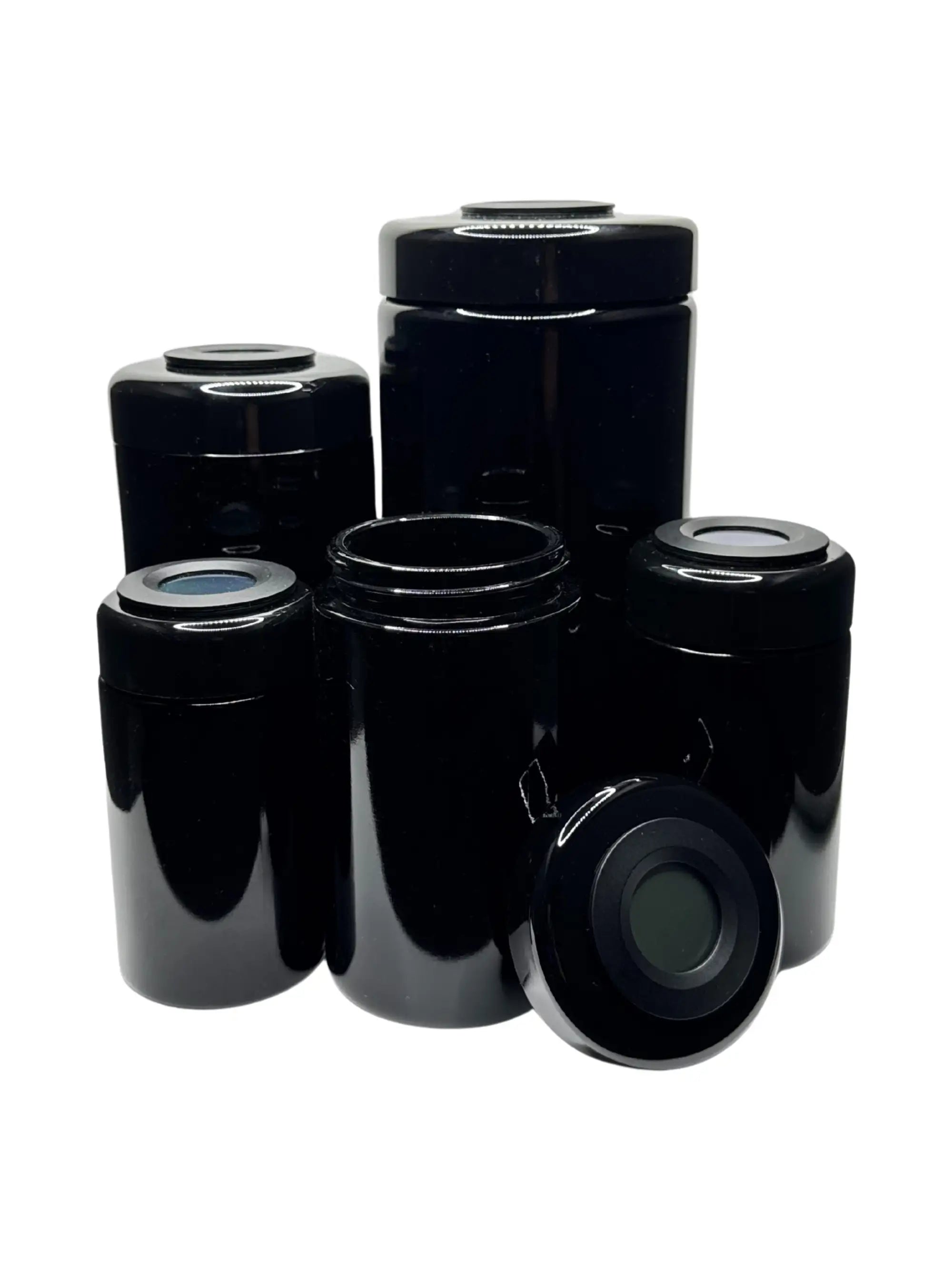 Verschiedene Violettglas Aufbewahrungsgläser mit Thermo- & Hygrometer zur Darstellung der Größen, luftdicht, aromadicht, ideal für Kräuteraufbewahrung